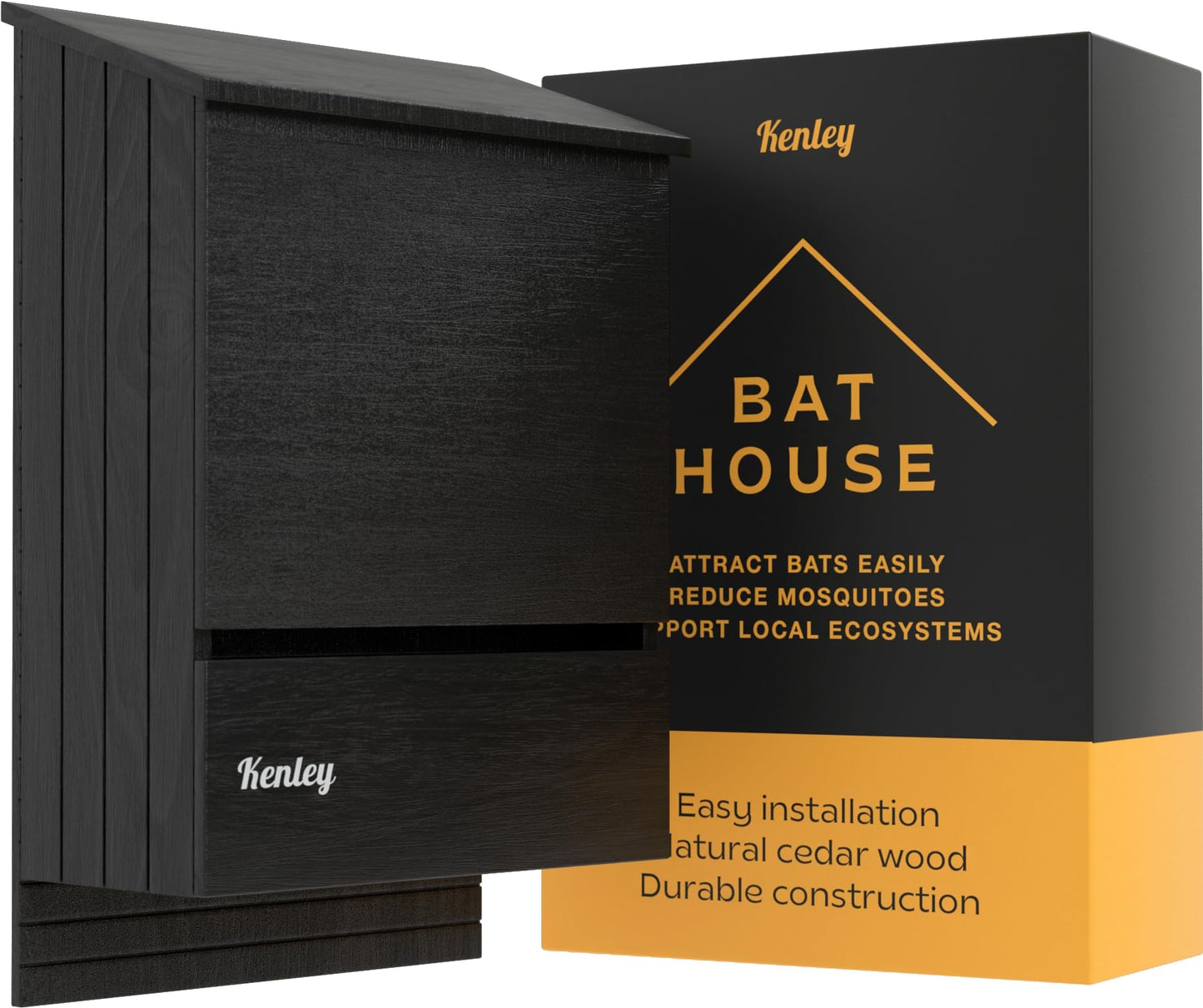 Bat House - Outdoor Bat Box Shelter - Handcrafted from Cedar Wood - Easy for Bats to Land and Roost - Weather Resistant & Ready to Install (Triple Chamber)