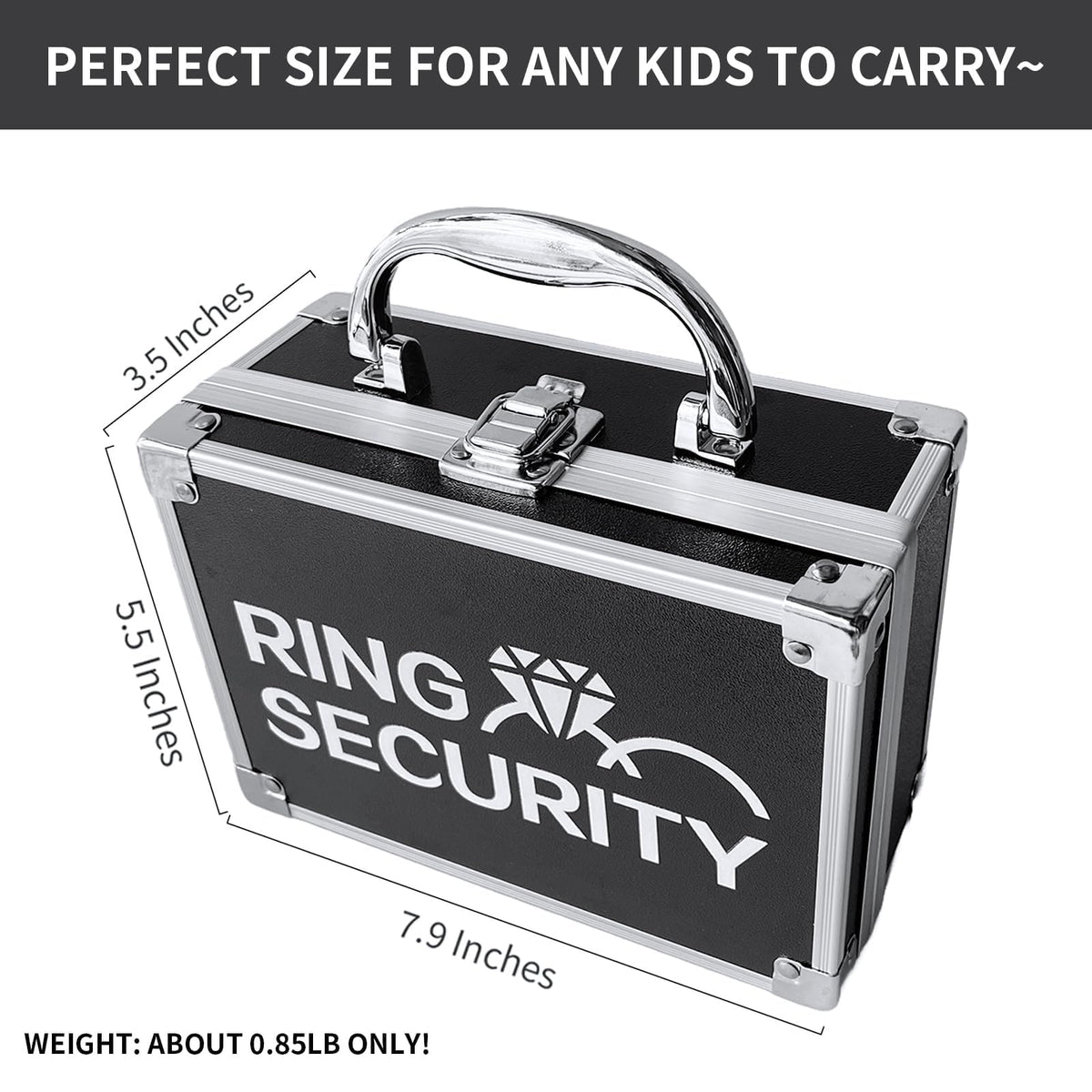 COSLANLEE Ring Security Wedding Ring Bearer Box With Rings Holder Pad, 7PCS Ring Security Box Ring Bearer Proposal Gifts Set with Boys Glasses, Earpiece, Badge, Bow Tie, Mission Card for Ceremony
