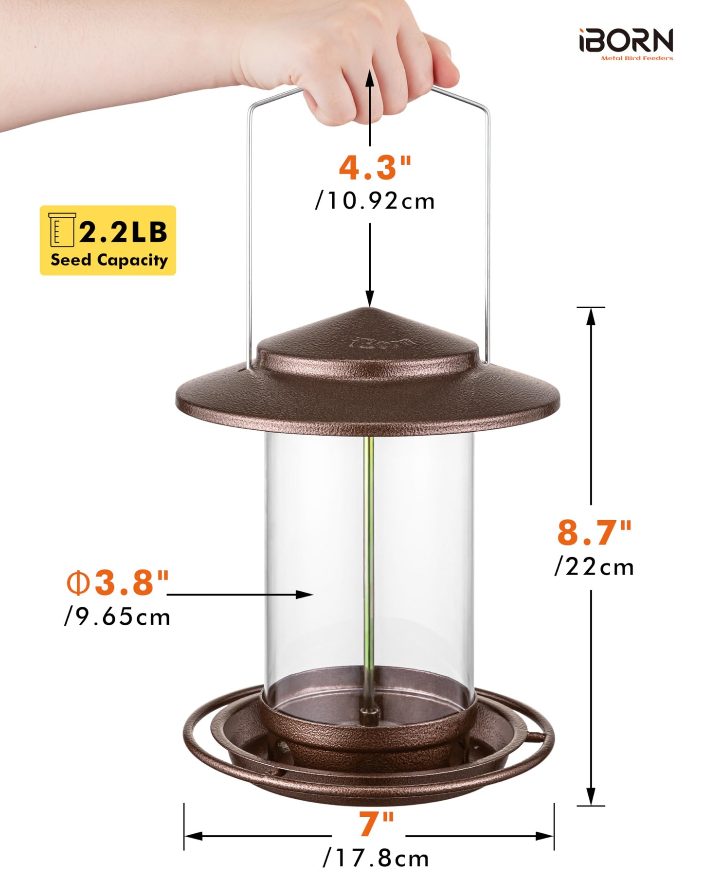 iBorn Bird Feeder for Outside Hanging,Bird Seed for Outside Wild Bird Feeders for Garden Yard Outdoor Decoration,Round Roof Design Coffee