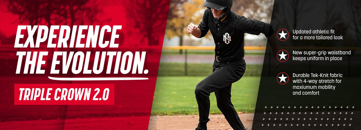 CHAMPRO Men's Triple Crown 2.0 Tapered Bottom Baseball Pants with Braid White/Scarlet