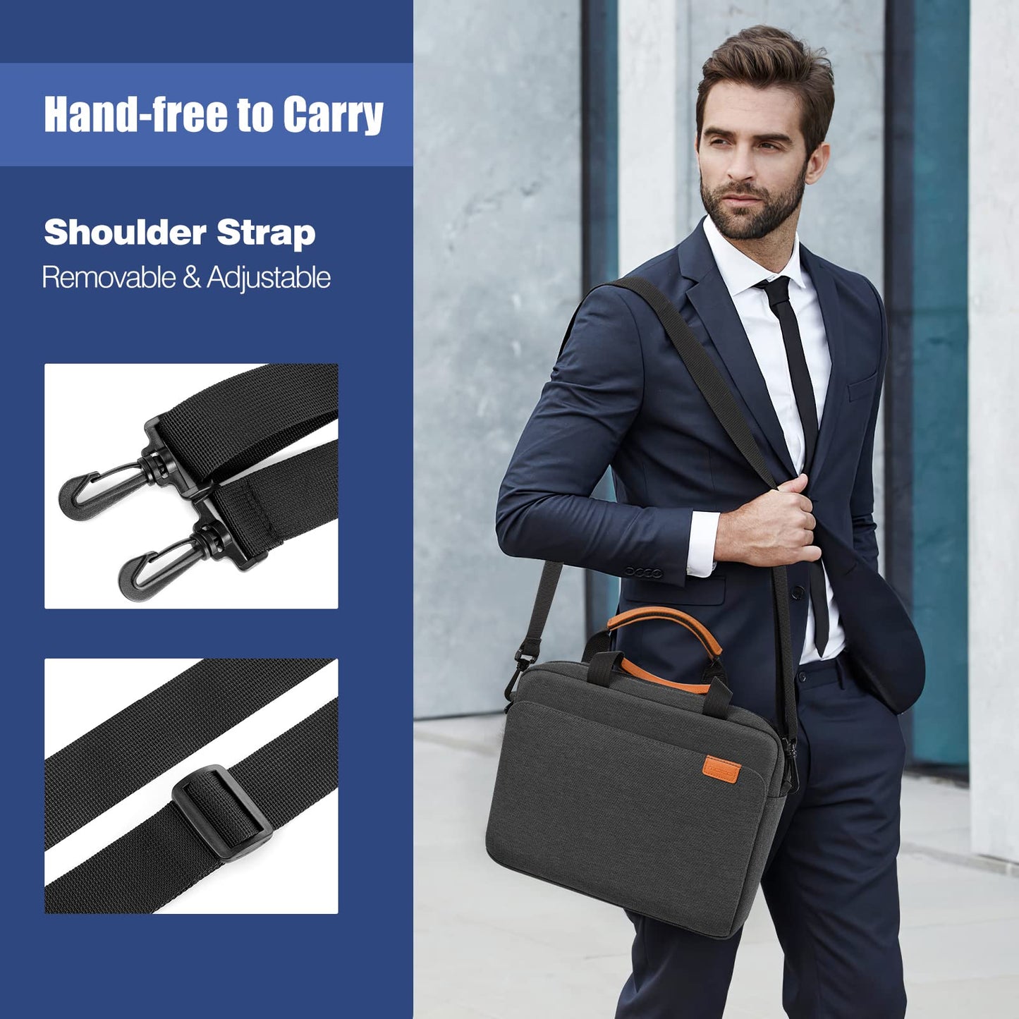 MoKo 13-14 Inch Laptop Sleeve Bag, Protective Handle Shoulder Bag Fits New 13-inch Mac Air/Pro M4, 14-inch MacBook Pro M3/M2/M1, 13-inch MacBook Air M3/M2/M1, Black & Gray