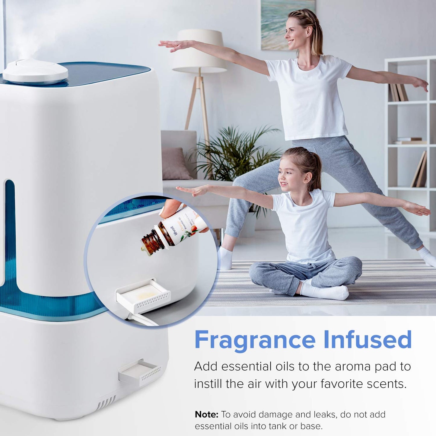 Levoit Humidifier for Bedroom, 4L Cool Mist Humidifiers for Plants, Baby Nursery with Essential Oil Tray, Quiet Operation, BPA Free, Last Up to 40h, White, Small