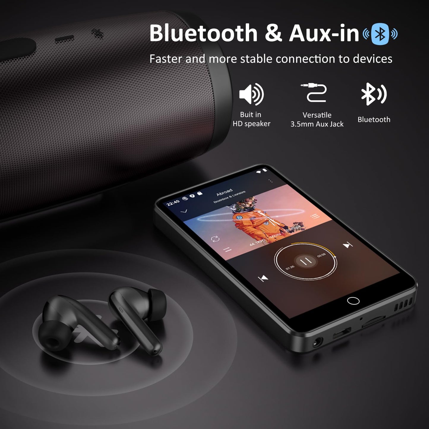 80GB MP3 Player with Bluetooth and WiFi, 4-inch Touch Screen MP3 Player with Bluetooth ， with Spotify, SpotifyKids, Audible, Andora, Amazon Player,