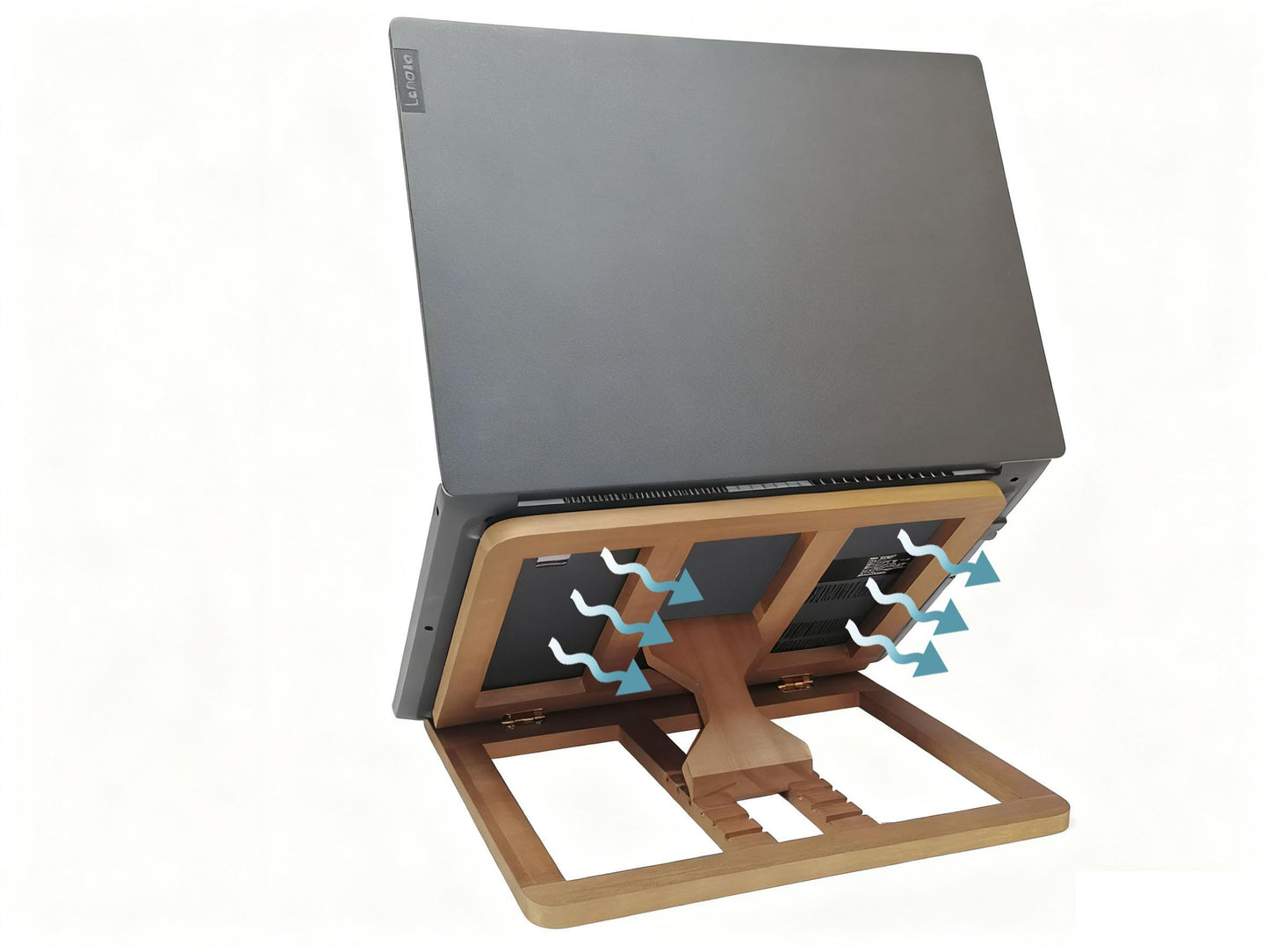 SummitRush Wooden Laptop Stand for Desk & Wood - Style Laptop Stand, Foldable and Adjustable Ergonomic Notebook, Book, Phone & Tablet Stand, 6 - Gear Angle Adjustment, Cooling for 10-15.6 Inch