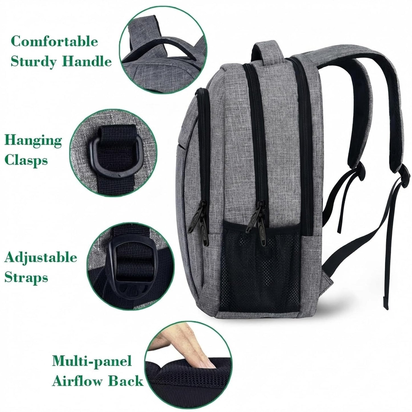 Matein Travel Laptop Backpack, Business Anti Theft Slim Durable Laptops Backpack with USB Charging Port, Water Resistant College School Computer Bag Gifts for Men & Women Fits 15.6 Inch Notebook, Grey