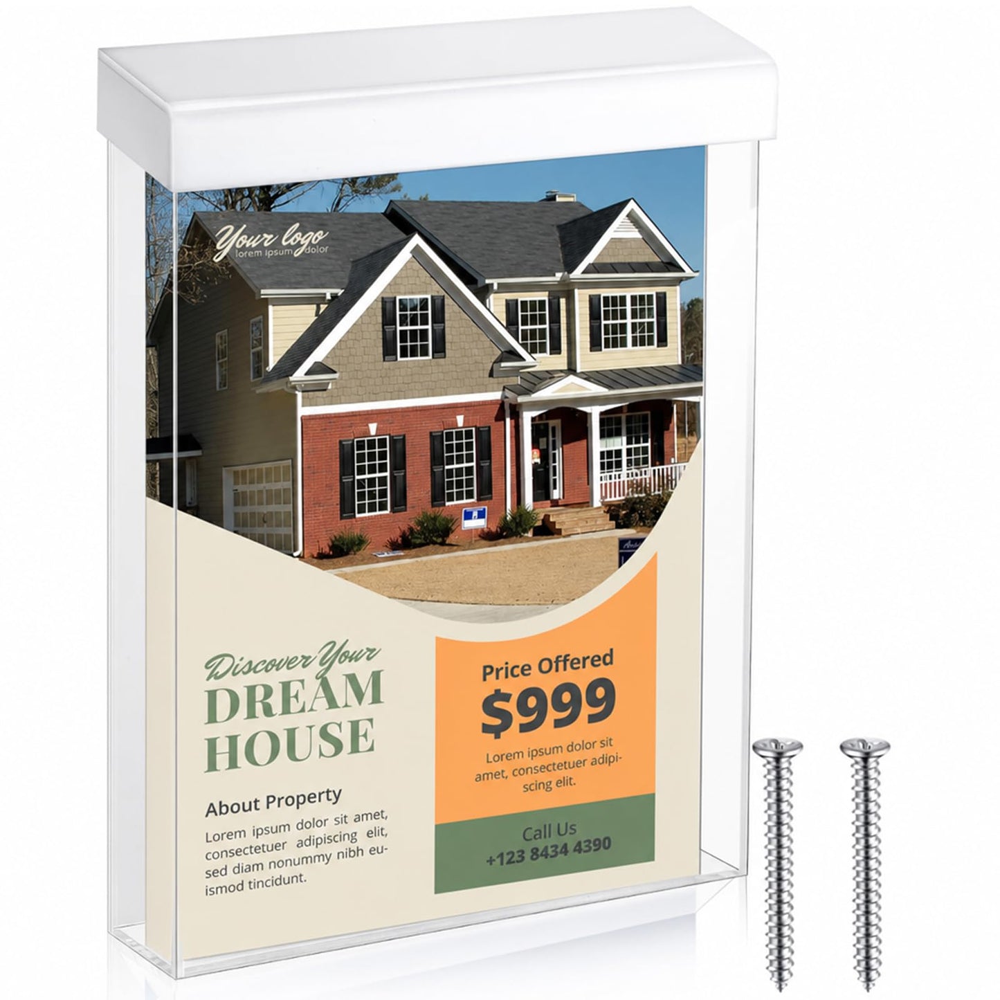 Thyle 8.5 x 11 Inch Outdoor Brochure Holder with Lid Acrylic Wall Mount Literature Box Waterproof Heavy Duty with Screws for Flyer Document Pamphlet Display Business Retail Real Estate(White)