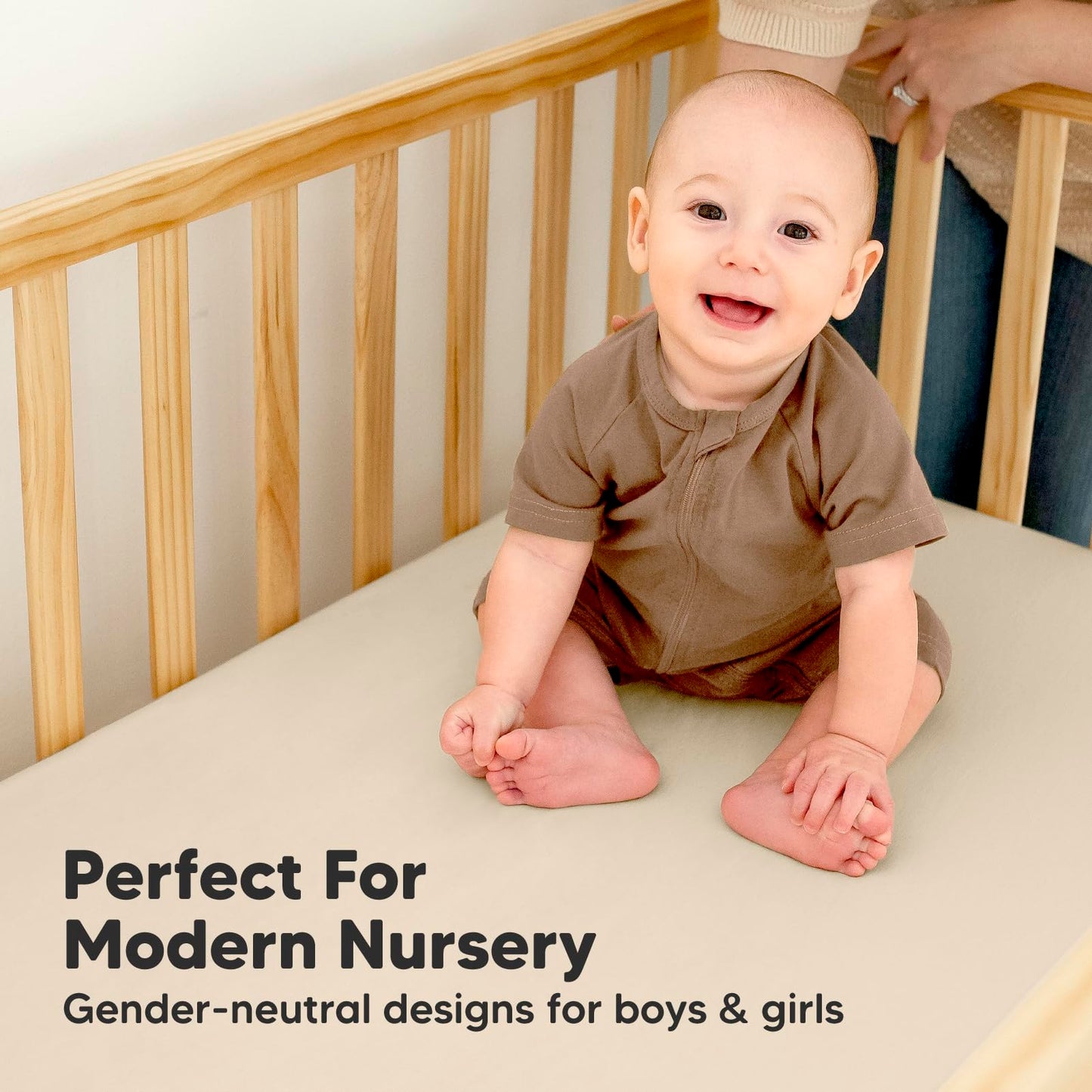 2-Pack Waterproof Baby Crib Sheets for Boys, Girls - Viscose Derived from Bamboo Toddler Bed Sheet Neutral, Fitted Crib Mattress Protector Cover for Baby Bedding, Soft & Gentle (Ecru)