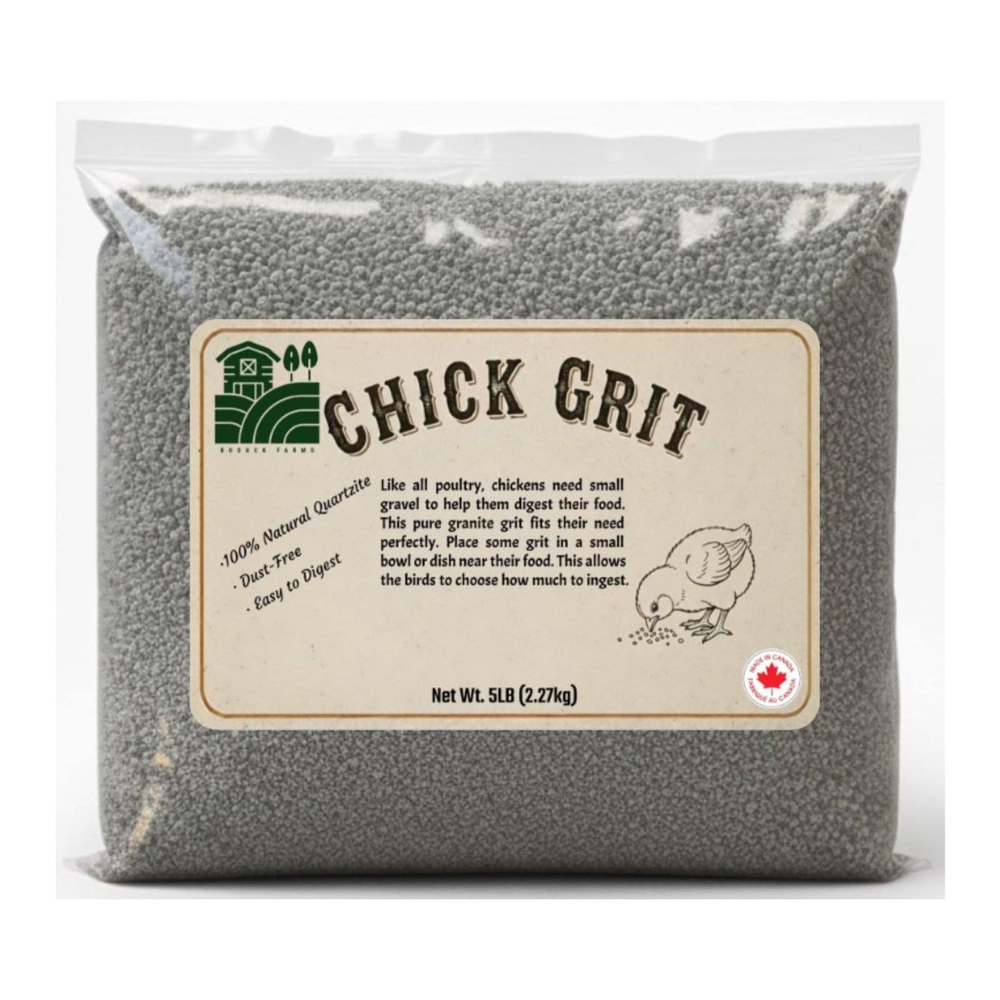 BODUCK FARMS Chick Grit 5LB – 100% Natural Fine Quartzite – Starter Grit for Baby Chicks, Ducklings, and Young Poultry – Essential Digestive Aid for Healthy Growth