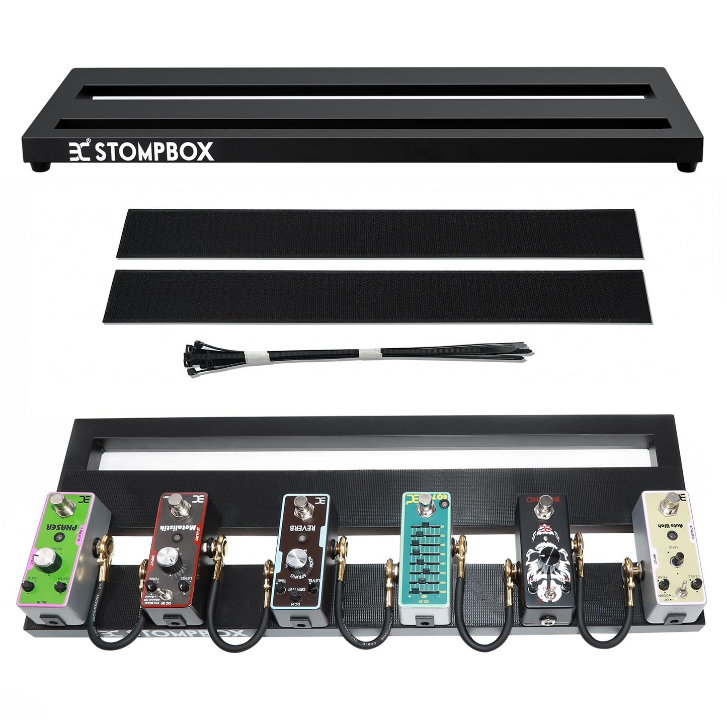 EX Portable 20" Guitar Effects Pedal Board Pedalboard Aluminum Alloy With 2 Roll Fastener Tapes Black For A Simple Rig