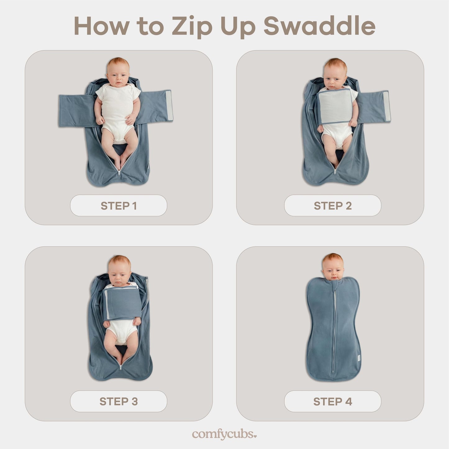 Comfy Cubs Swaddle Blanket Baby Girl Boy Easy Zipper Wrap 2 Pack Newborn Infant Sleep Sack (Small 0-3 Months, Blush, Mauve)