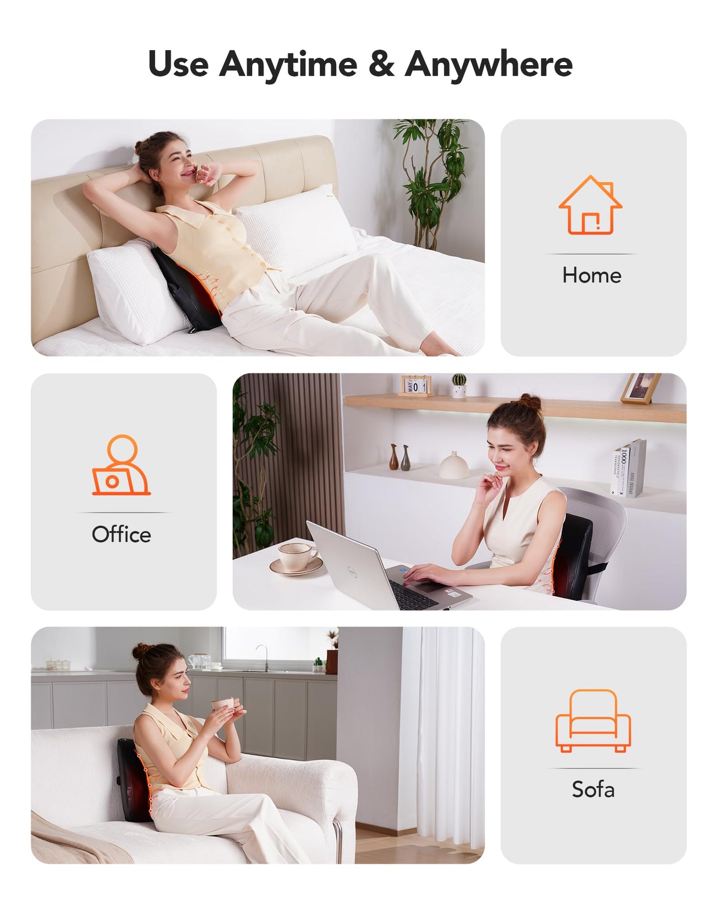 COPYJOY Back Massager For Pain Relief Deep Tissue, Neck Massager With Heat 3D Shiatsu Kneading Electric Massage Pillow For Whole Body Relaxation, Home, Car, Office Use, Gifts For Mom, Dad, Women, Men