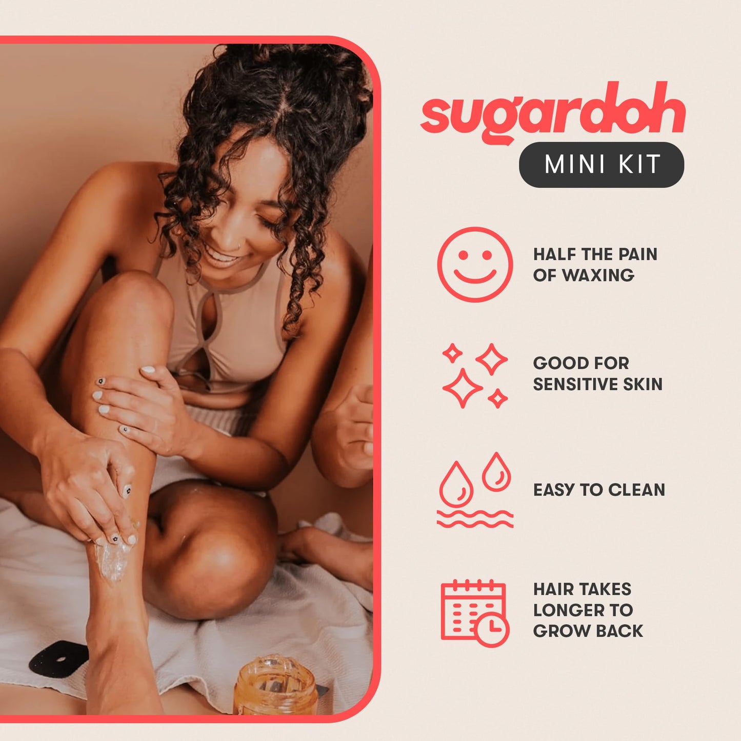 Sugardoh Sugar Waxing Kit for Women As Seen On Shark Tank (Mini Kit Medium) Face, Arms, & Legs, Sugar Wax Hair Removal- Sugaring Tiktok Viral Products- Bikini Wax Kit for Women - Sugaring Kit