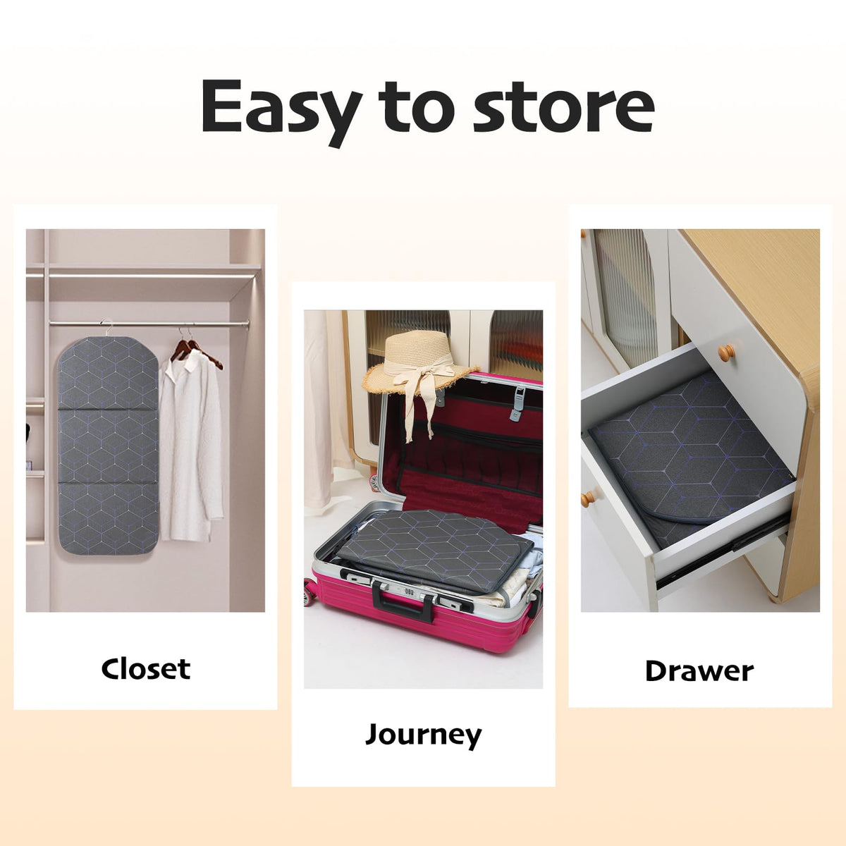 Portable Ironing Mat for Flat Surfaces, Hanging Steamer Board for Clothes, Steamer Pad