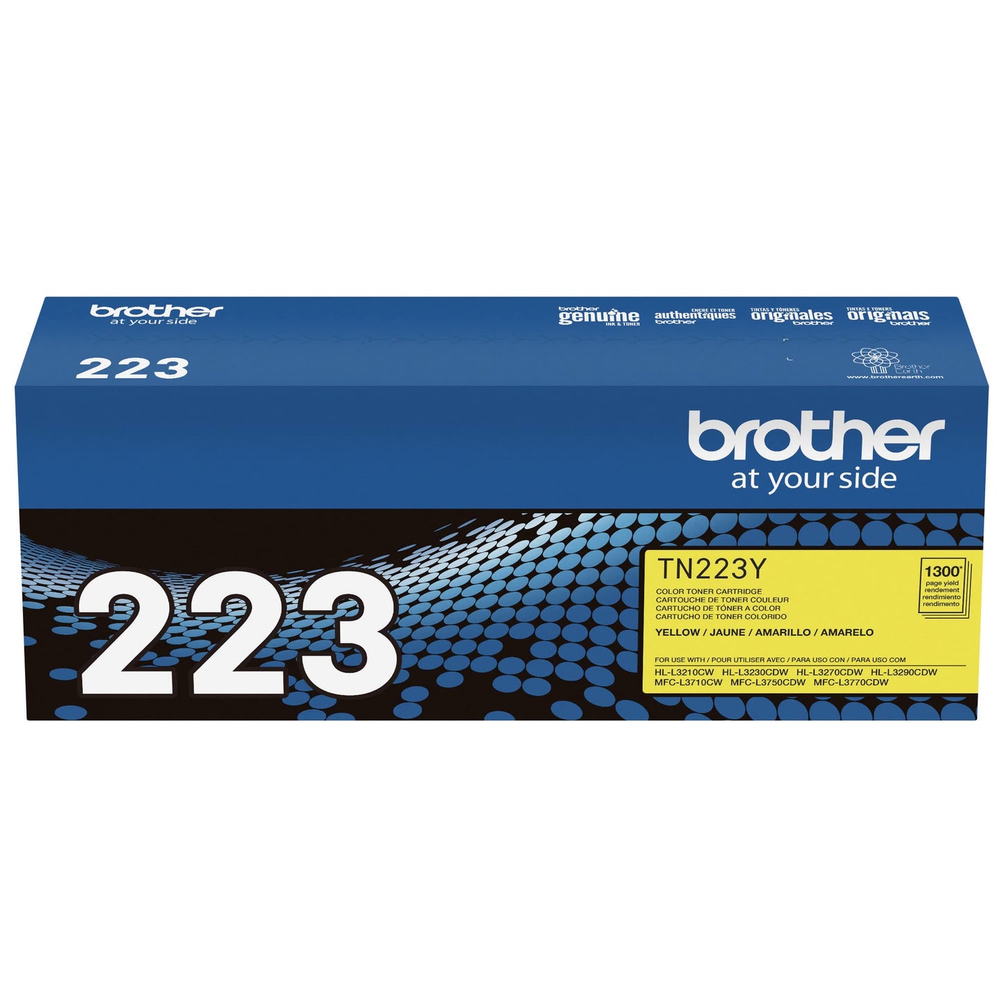 Brother original TN223Y Standard Yield Yellow Toner Cartridge, original toner replacement cartridges, toner for Brother laser printers HL-L3210CW, HL-L3270CDW, MFC-L3710CW, MFC-L3750CDW, and more