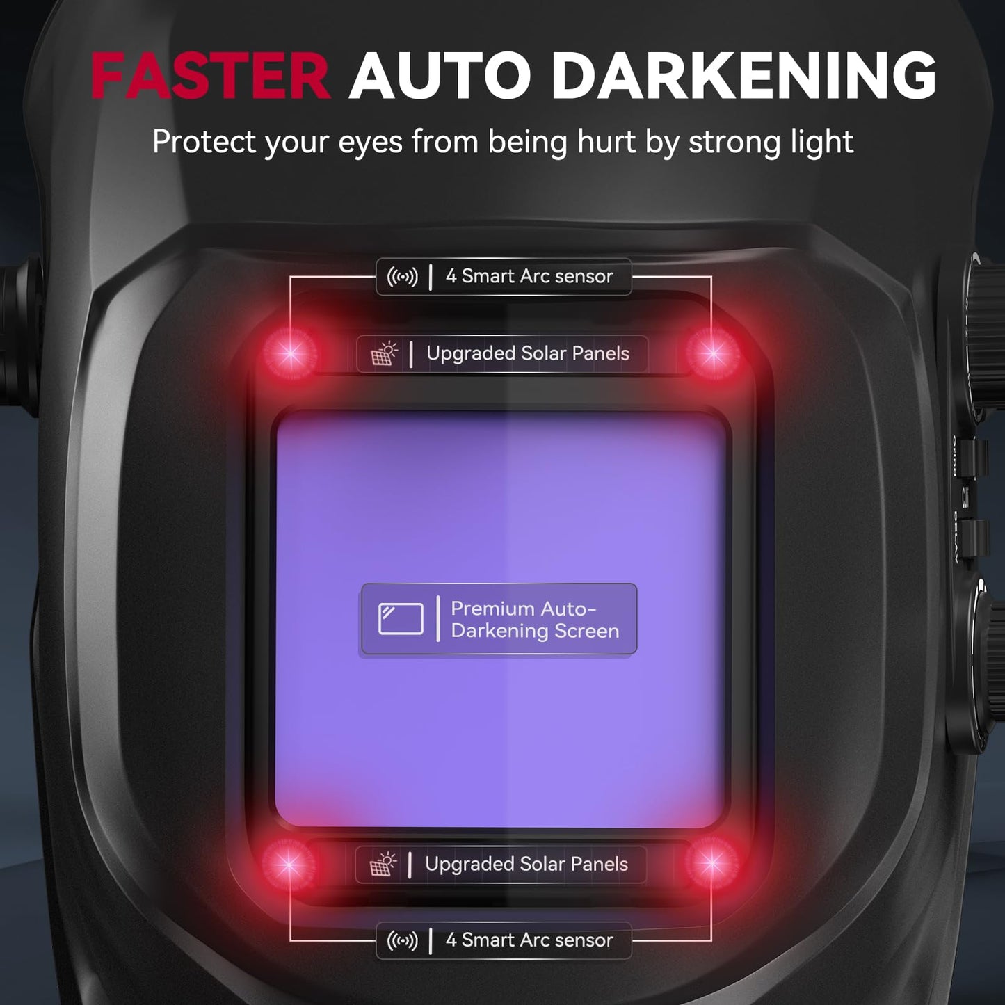 ARCCAPTAIN Welding Helmet Auto Darkening, 3.94"X3.66" Large Viewing Screen True Color Welding Hood with 4 Arc Sensor Solar Powered, Wide Shade 4-5/5-9/9-13 for ARC TIG MIG Welding Helmets for Men