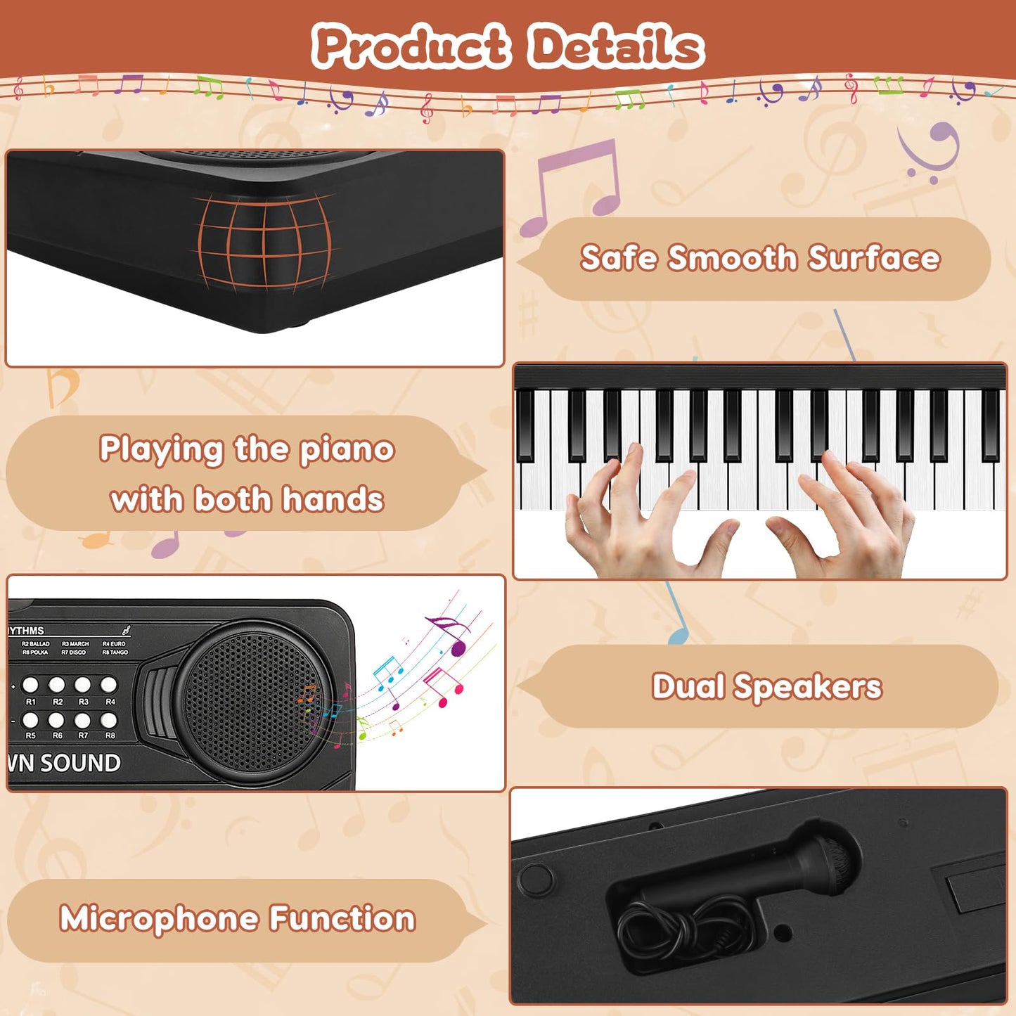 37 Key Piano Keyboard for Kids Musical Toys for 3 4 5 6 Year Old Girls Kids Piano Portable Music Keyboard Electronic Educational Learning Toy for Boys Girls Birthday Gifts