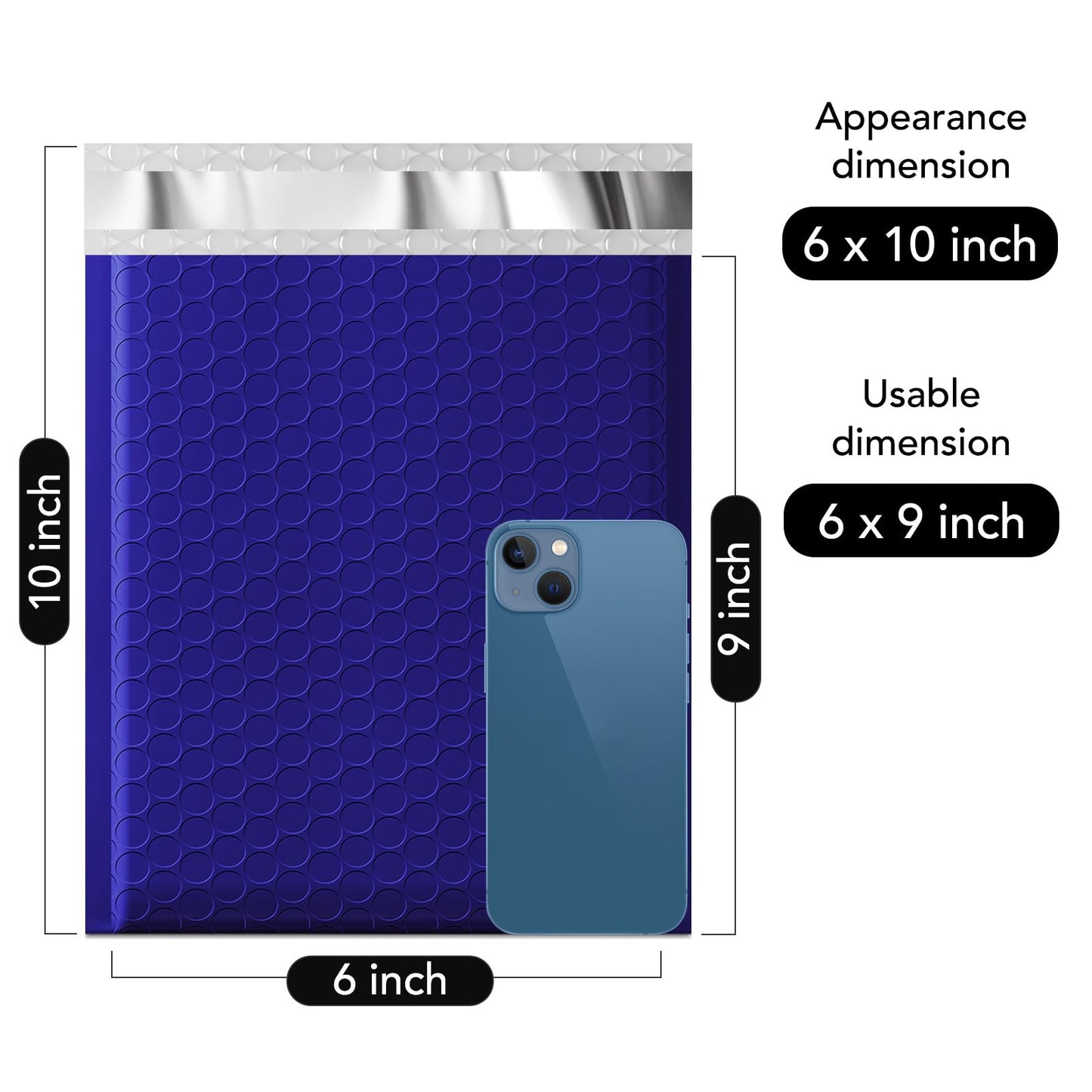 Fuxury Bubble Mailer,100Pcs 6x10" Bubble Mailers Royal Blue Shipping Padded Envelopes Usable Size 6x9" Opaque Mailing Envelopes Bubble Padded for Mailing,Packaging, Small Business,Bulk #0