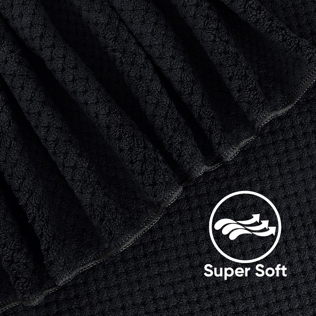 HOMEXCEL Beach Towel 4 Pack, 30 x 60 inch Microfiber Beach Towels Oversized, Soft, Absorbent, and Quick Dry Towel for Beach, Pool, Swim, Bath, and Travel, Large Beach Towel for Adults and Kids, Black