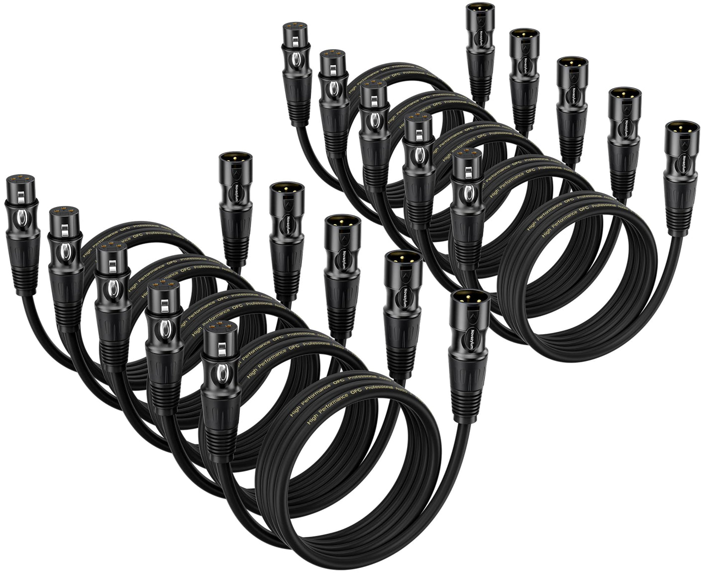 Novazylum XLR Cables 2 Ft 10 Packs - Male to Female Microphone Cable with 3-Pin Balanced Shielded XLR Speaker Cables Mic Cable