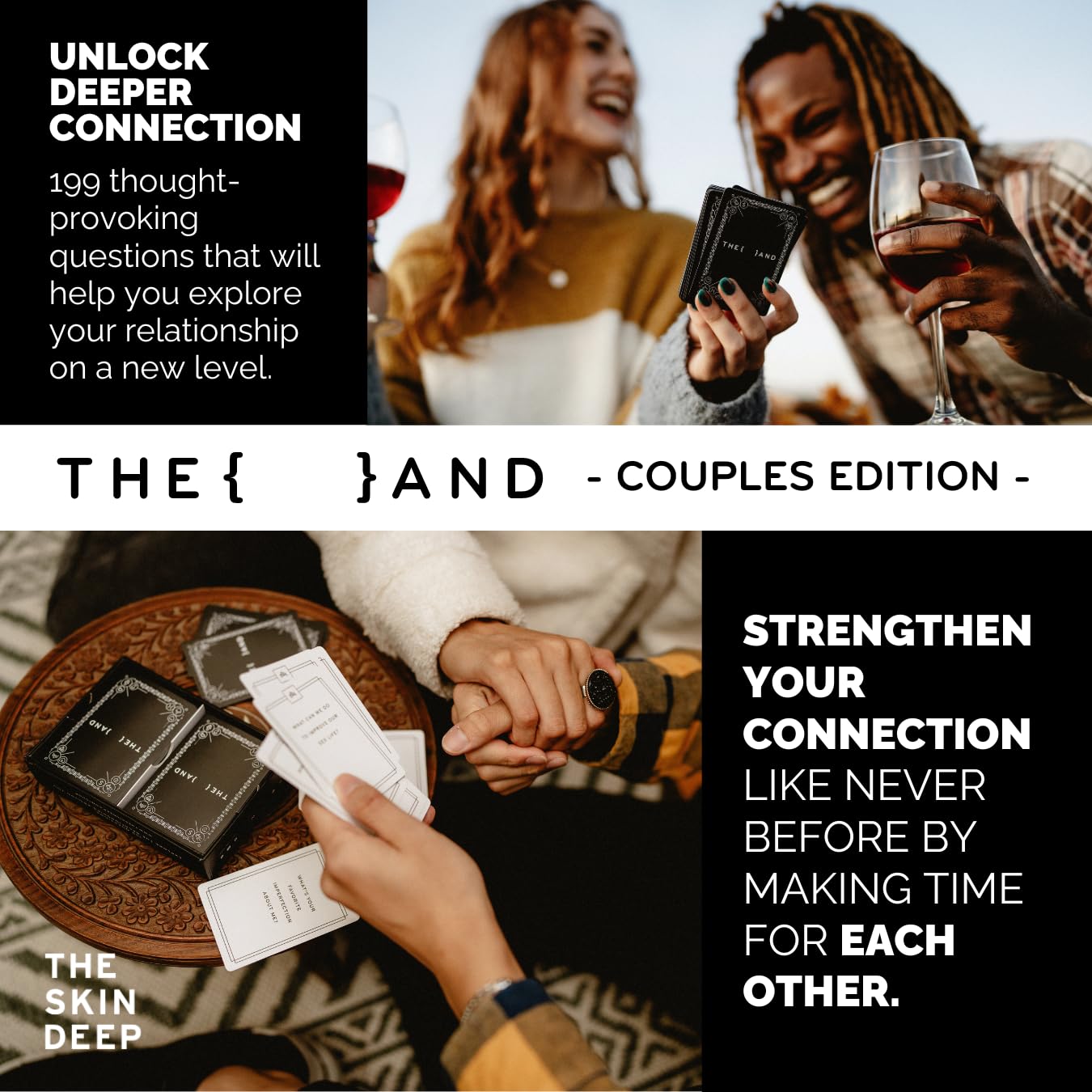 (The and) Couples Edition - 199 Meaningful Conversation Cards for Couples - Questions to Deepen Connection & Build Relationships - Intimate & Romantic Card Game on Date Night by The Skin Deep