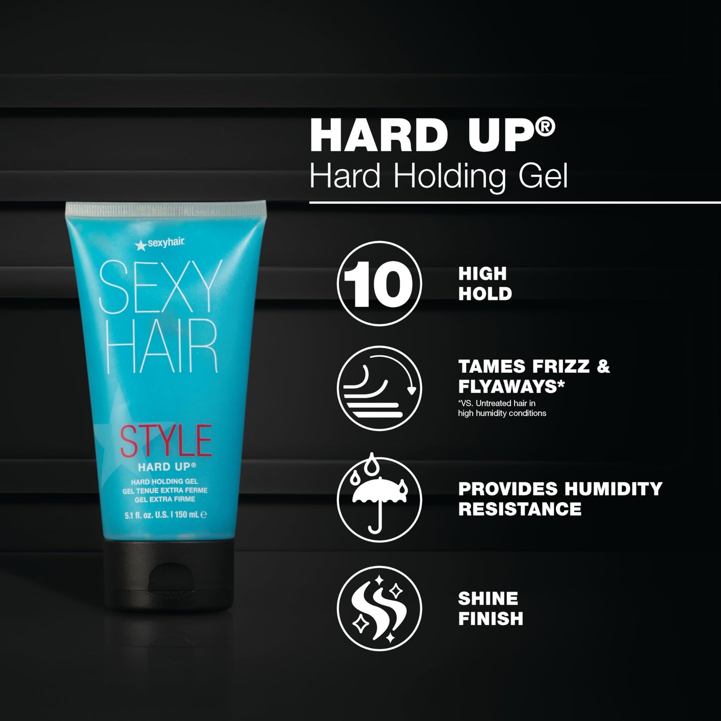 SexyHair Style Hard Up Hard Holding Gel Extreme Hold Non-Flaking Formula All Hair Types, 500ML