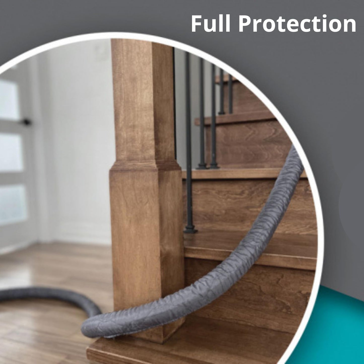 Universal 35ft Central Vacuum Hose Cover - Padded, Machine Washable, Easy Install with Zipper - Stylish Grey Protection for Your Vacuum System