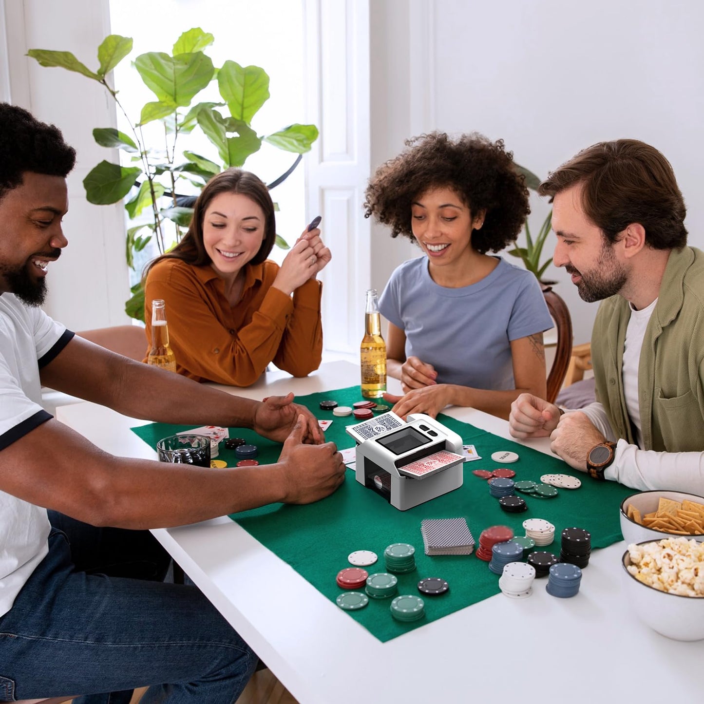 Automatic Card Shuffler 2 Decks, Beedove Rechargeable Electric Shuffling Machine with AUTO & Manual Mode, Low Noise, Portable Shuffler Machine for Poker, UNO, Blackjack, Home Card Games