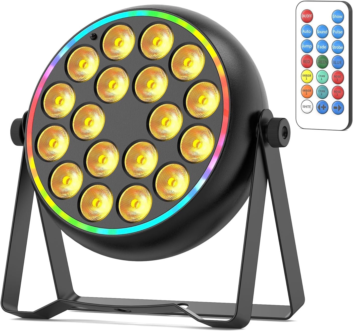 Qajok LED Par Light, Sound Active & DMX Control，DJ Lights, Party Light with Pro RGBW & Strobe Effects for Indoor Stage, Wedding, Church Events