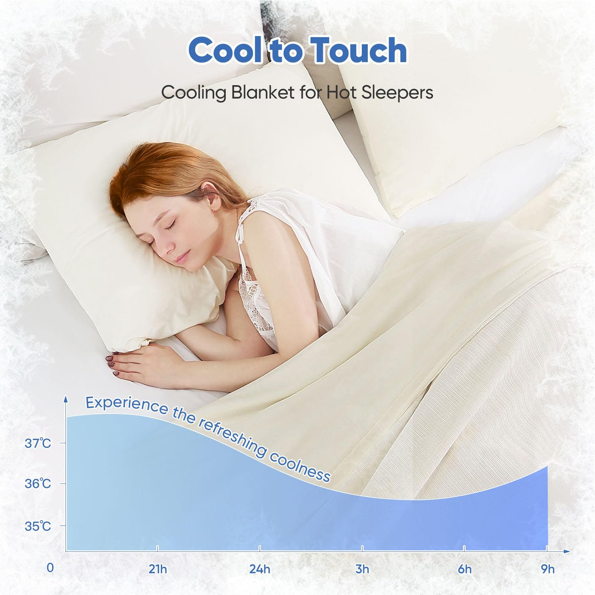 Marchpower Cooling Blanket Queen Size, Double-Sided Summer Blanket, Arc-Chill 3.0 Cold Blanket (Q-max > 0.5), Soft Chenille Throw, Breathable Cool Blanket for Hot Sleepers, Beige, 79" X 86"