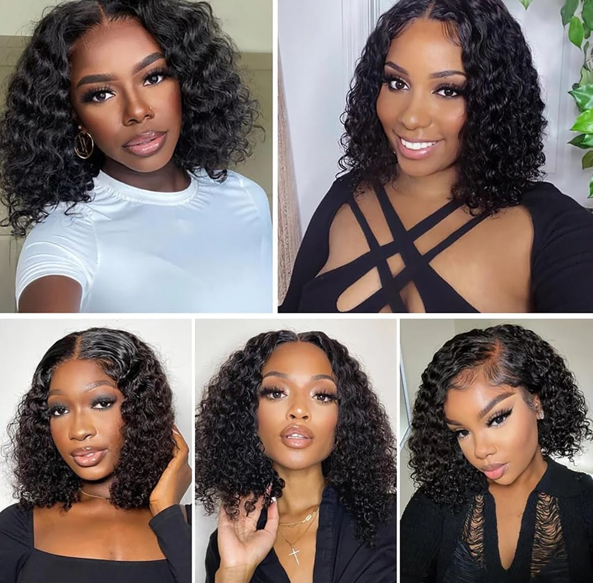 Bob Wigs Human Hair 12 Inch Wear and Go Glueless Pre Plucked Deep Wave Curly Bob Wig Human Hair Upgraded No Glue 13x4 Lace Front Glueless Wigs for Black Women