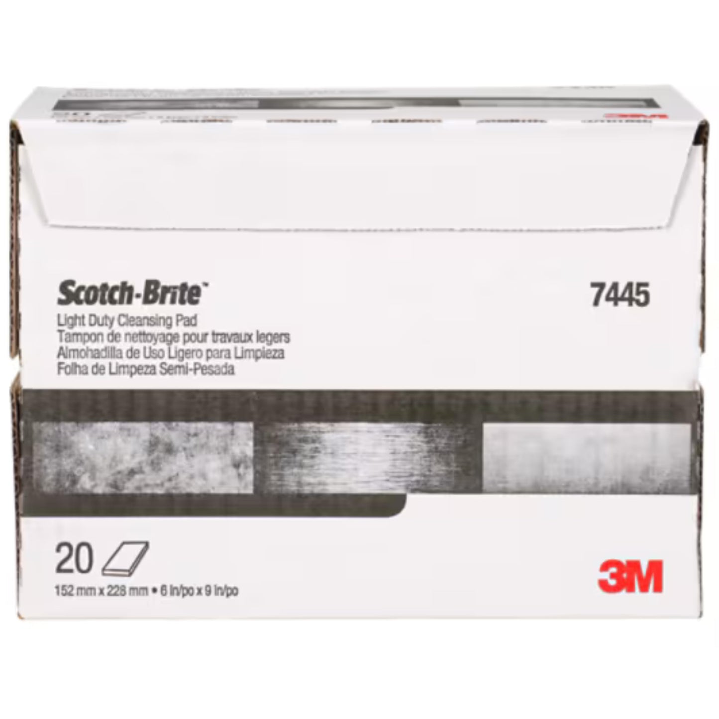 3M SCOTCH BRITE PADS 20/BX WHITE - 9 x 7 inches, Nylon, Fine Grit, Aluminum Backing, Foam, Compatible with Metal, Stone, Plastic, Wood