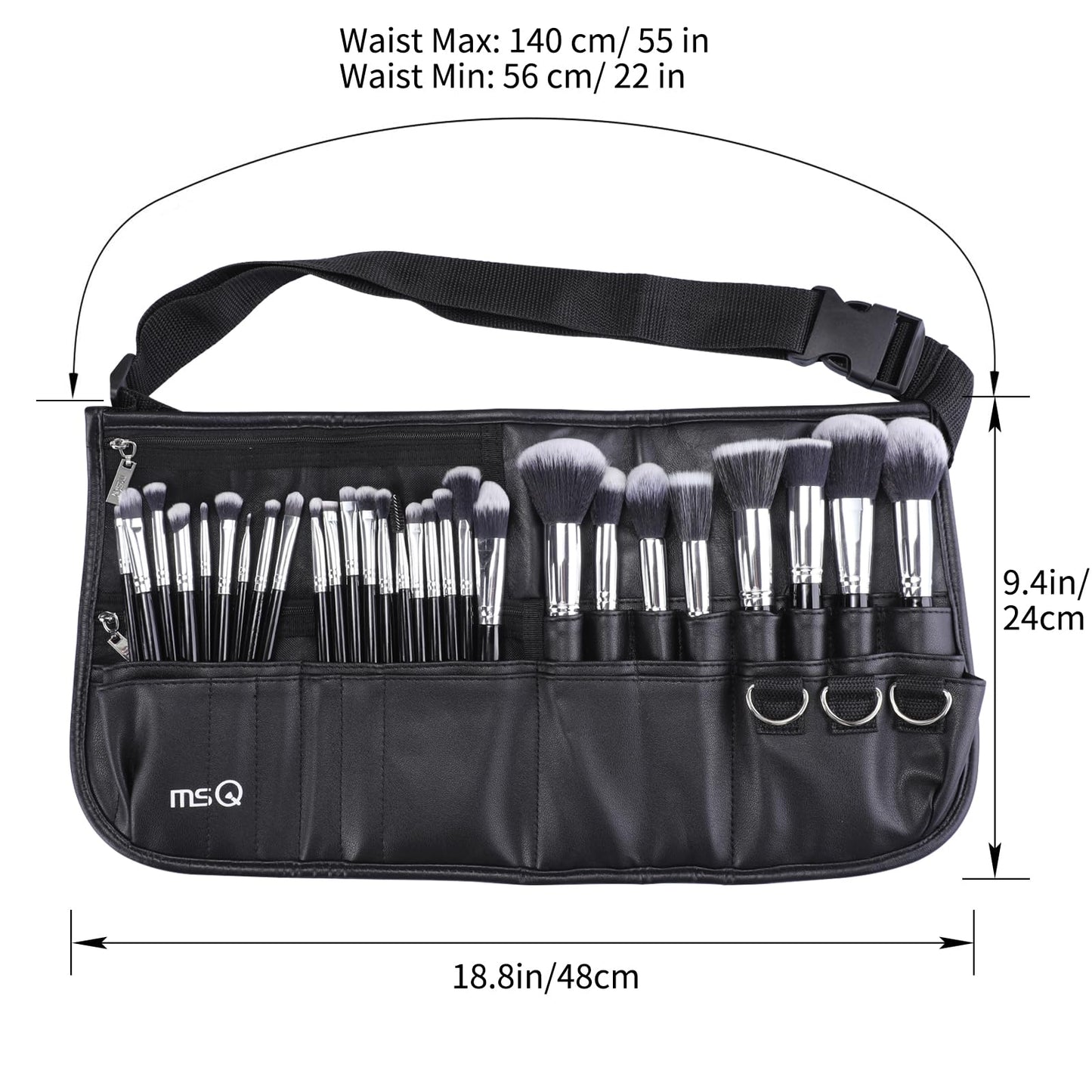 MSQ Makeup Brushes Set 29pcs Professional Cosmetics Brushes with Belt Waist Makeup Bag (Foundation, Powder, Creams, Liquids & Eye Brushes) for Women/Girls/Artists/Holiday gifts/travel
