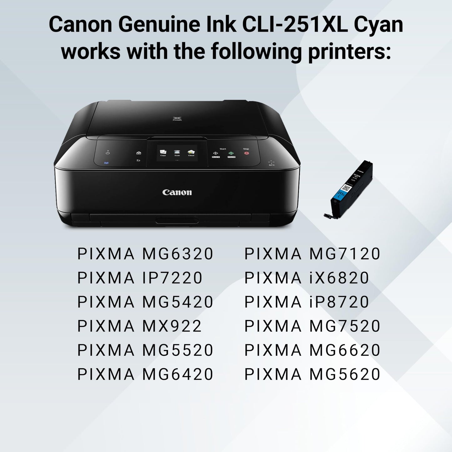 Canon CLI-251XL CYAN Compatible to iP7220,iX6820,MG5420,MG5520/MG6420,MG5620/MG6620,MX922/MX722,iP8720,MG6320,MG7120,MG7520 Printers