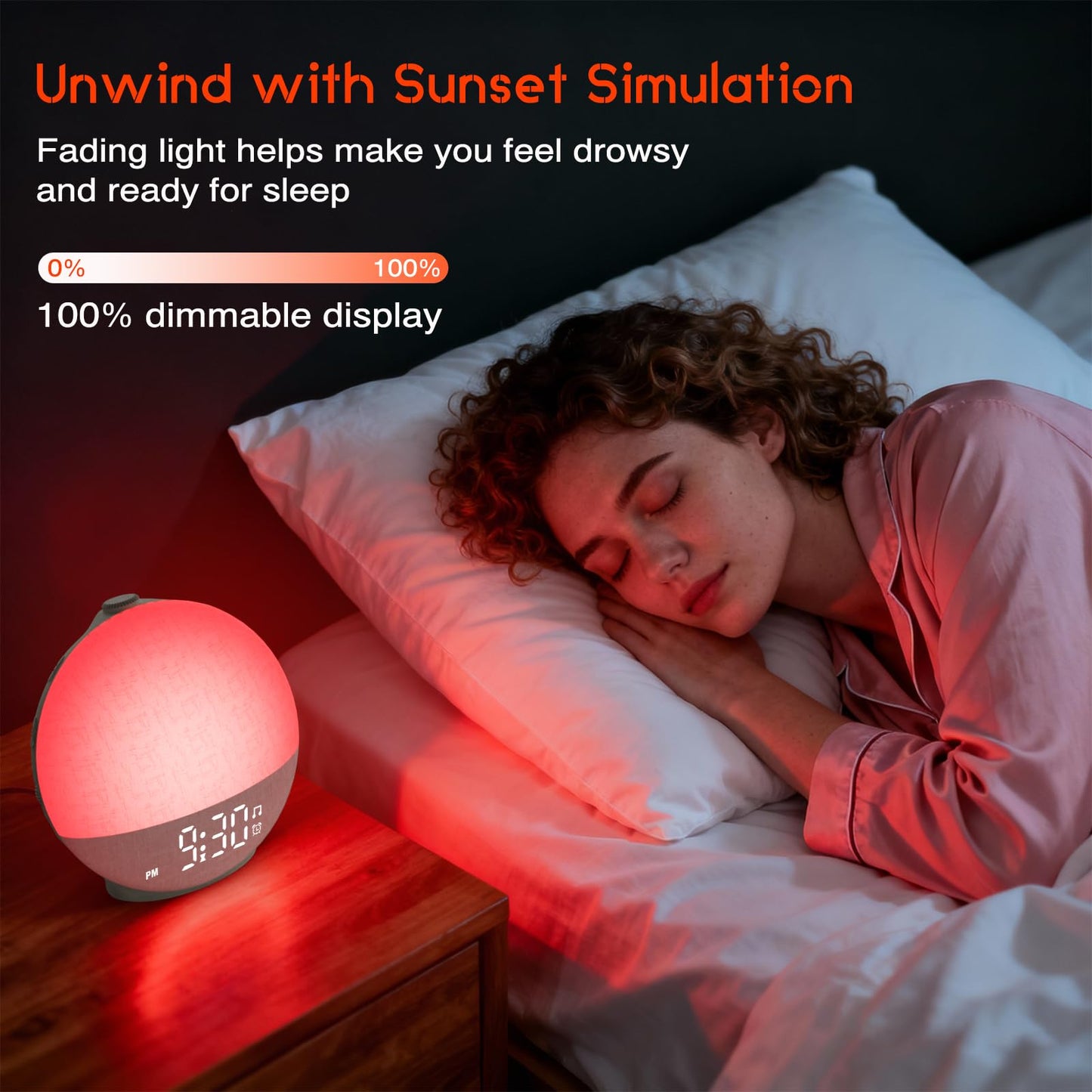 Sunrise Alarm Clock with Sunset Simulation, White Noise Machine, 30 Soothing Sounds, 12 Color Night Light, Dimmable Sunlight Wake Up Lamp, Digital Clock for Kids Heavy Sleepers Adults Teens Bedrooms
