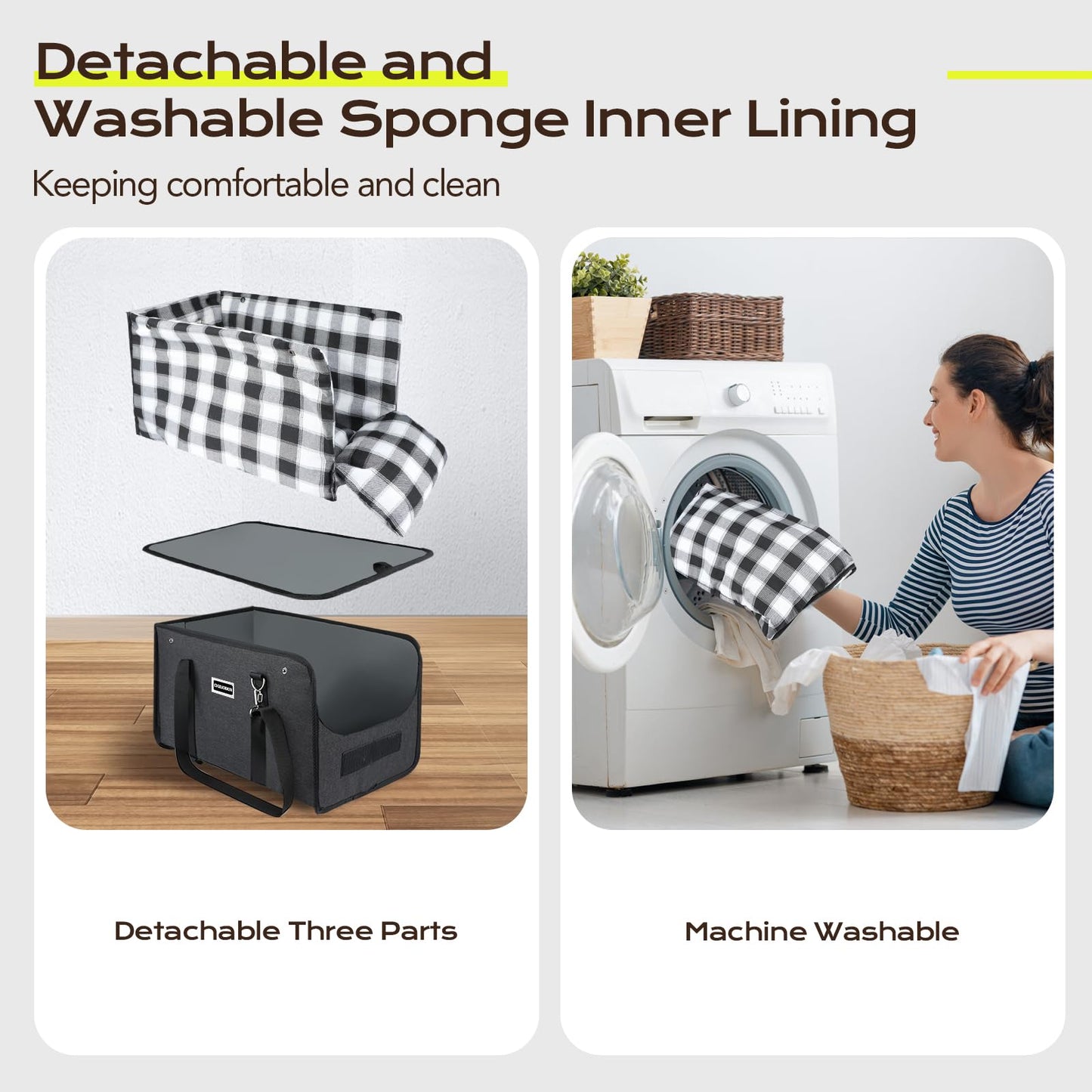 Center Console Dog Car Seat, Detachable and Washable Inner Lining Dog Car Seat Anti-Collapse Small Dog Pet Car Seat with Safety Belt Up to 11lbs(Black)