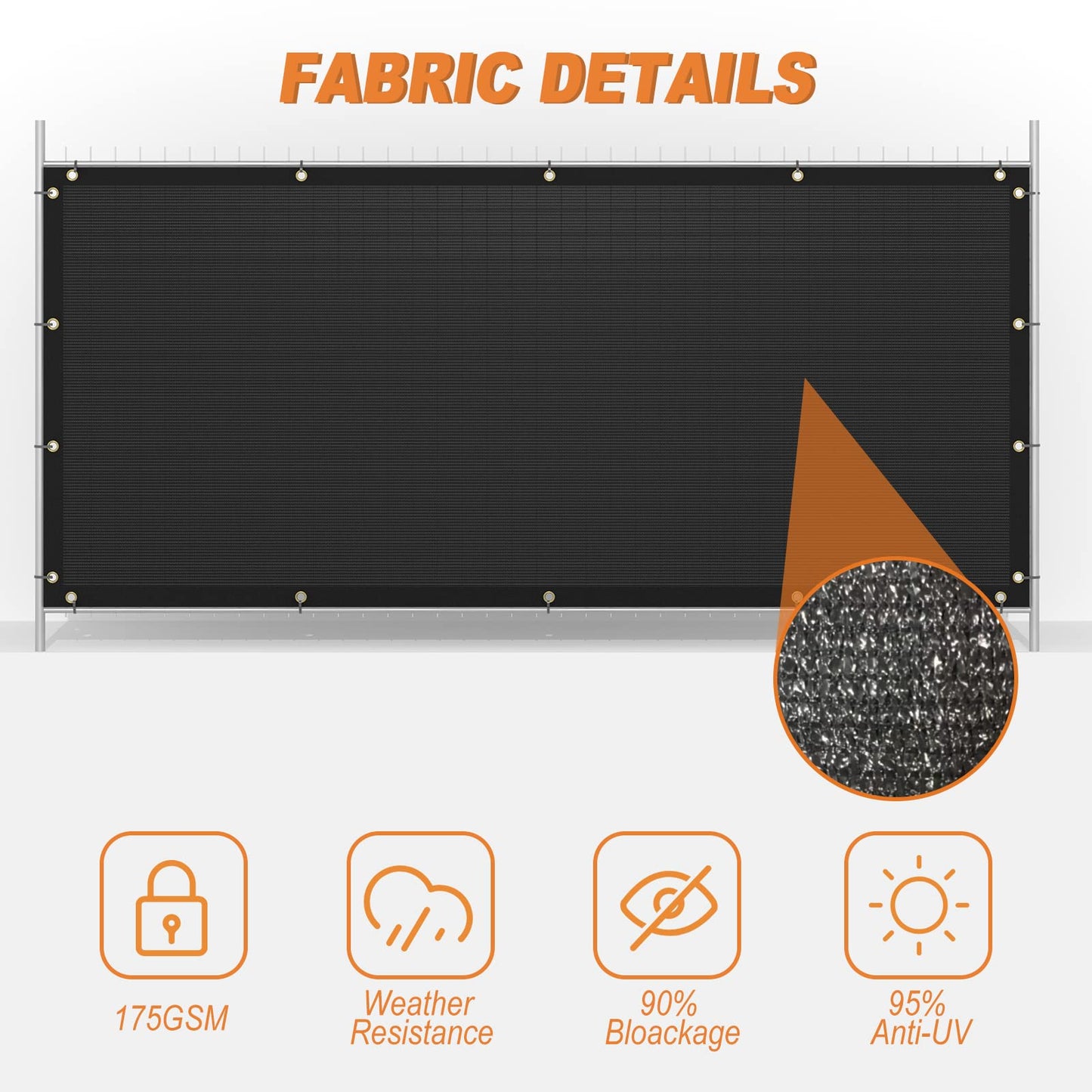 Fence Privacy Screen Outdoor, 4' x 50' Black Heavy Duty Decorative Fence Cover Chain Link Mesh Fencing Shade for Patio Backyard Wall Garden Pool Deck, UV Protection Weather Resistant