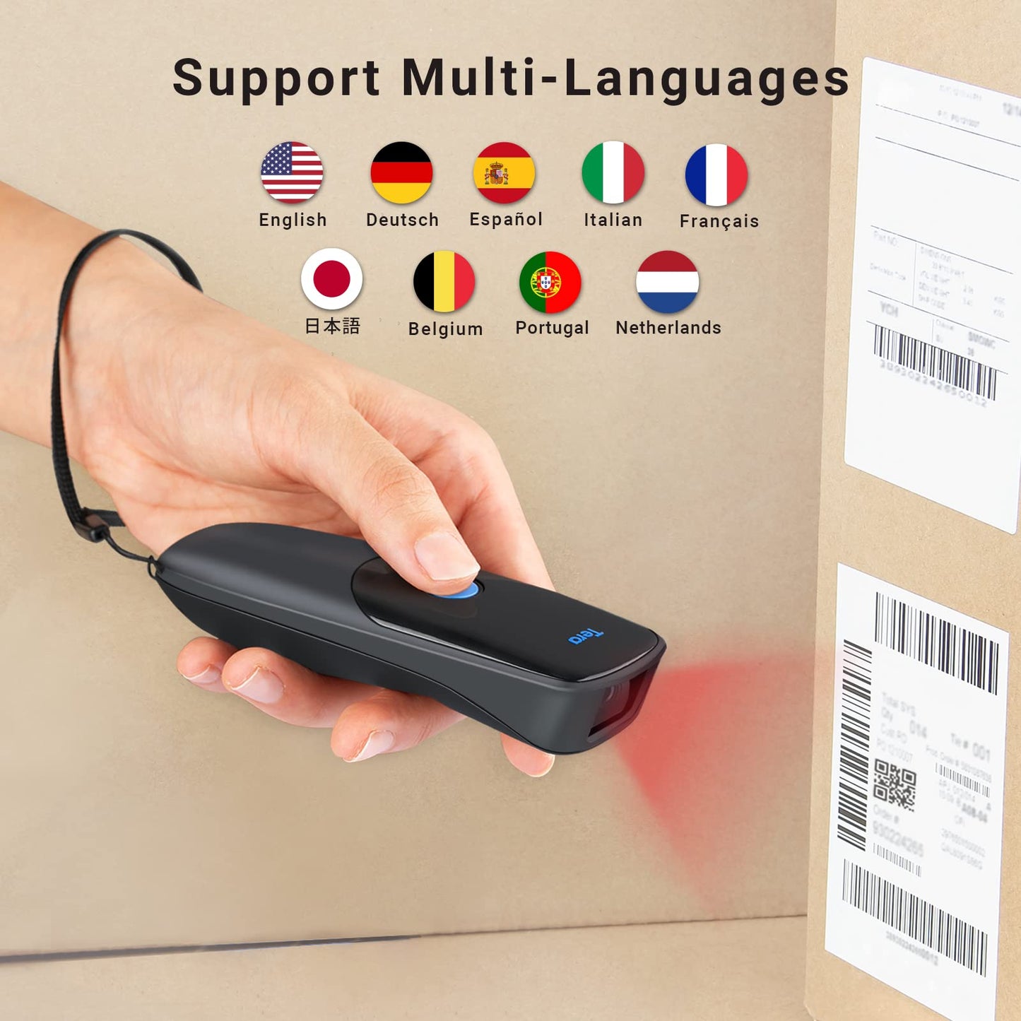 Tera Mini Wireless Barcode Scanner: Extreme Performance 1D 2D QR Wireless Bar Code Reader Portable Small 3-in-1 Work with Bluetooth & 2.4G Wireless & USB Wired Pocket Handheld Time Stamp 1300 Pro