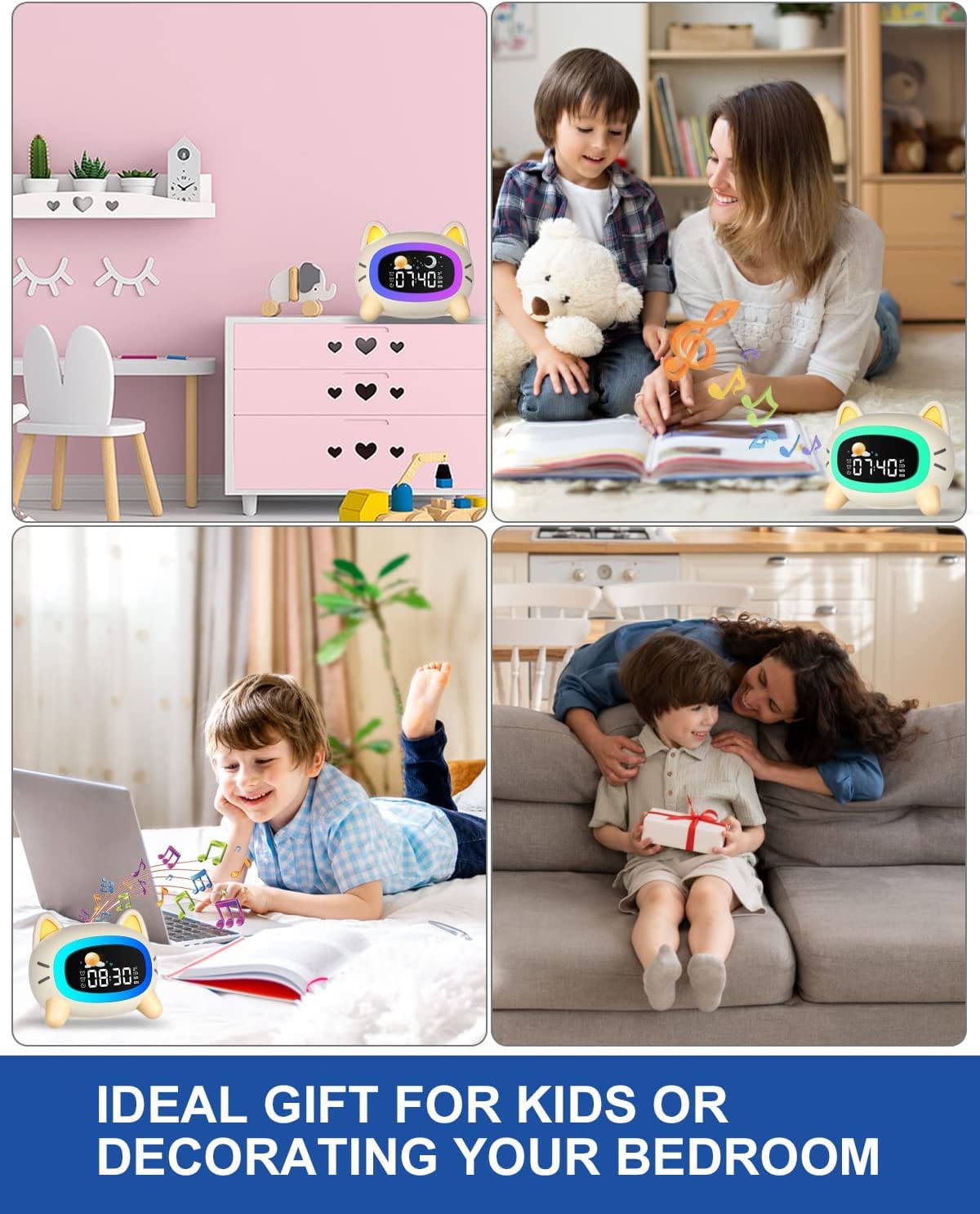 Uplayteck Kids Alarm Clock Ok to Wake and Grow Clock for Kids with 5 Adjustable Light and 4 Level Sounds Toddler Sleep Trainer for Boys and Girls Bedrooms