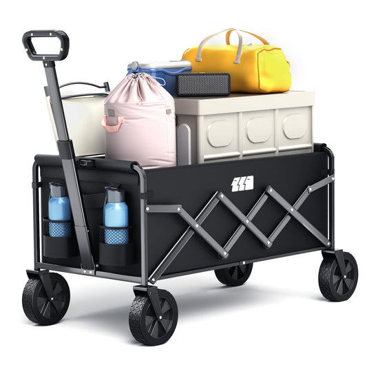 Collapsible Foldable Wagon, Foldig Cart with Wheel Heavy Duty with 180lbs Weight Capacity Lightweight Utility Camping Wagon for Groceries Garden Beach Sports Fishing