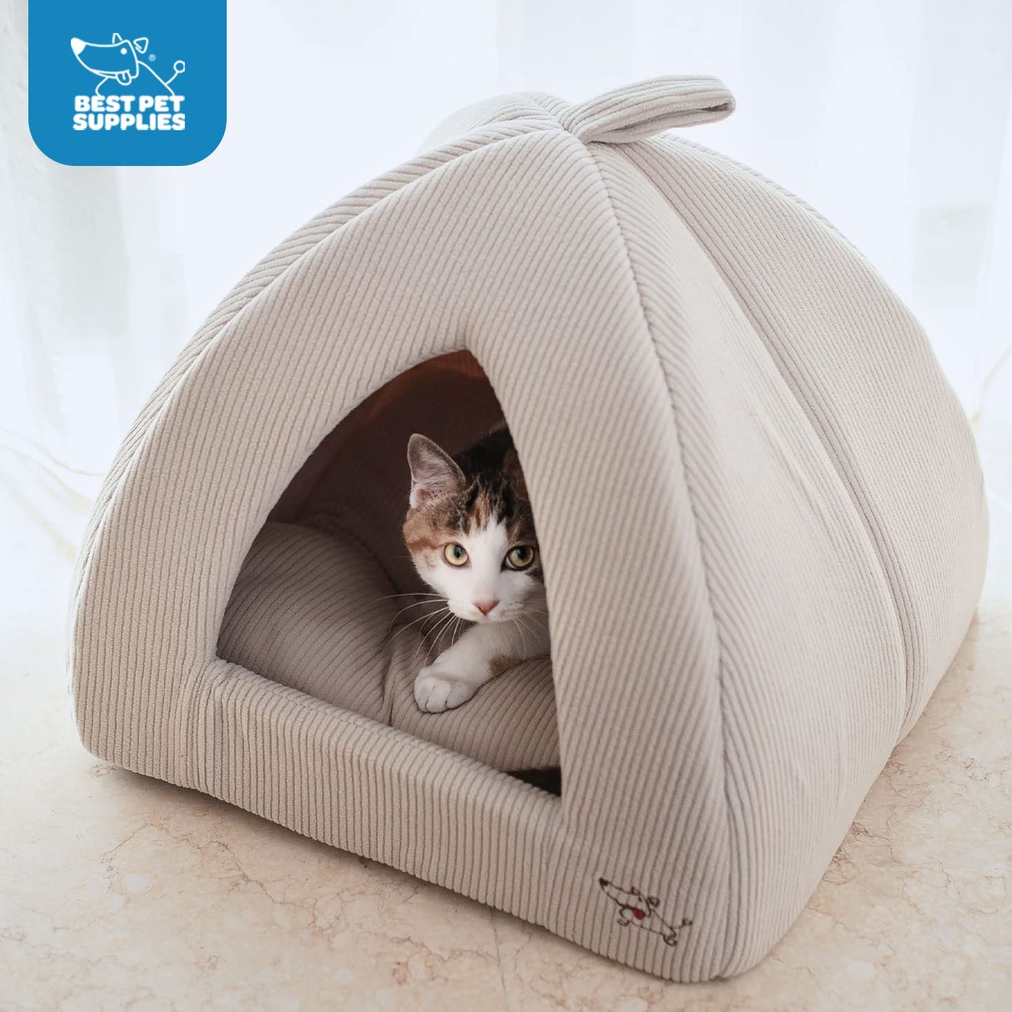 Pet Tent - Soft Bed for Dog and Cat, Best Pet Supplies, Medium, Corduroy Beige
