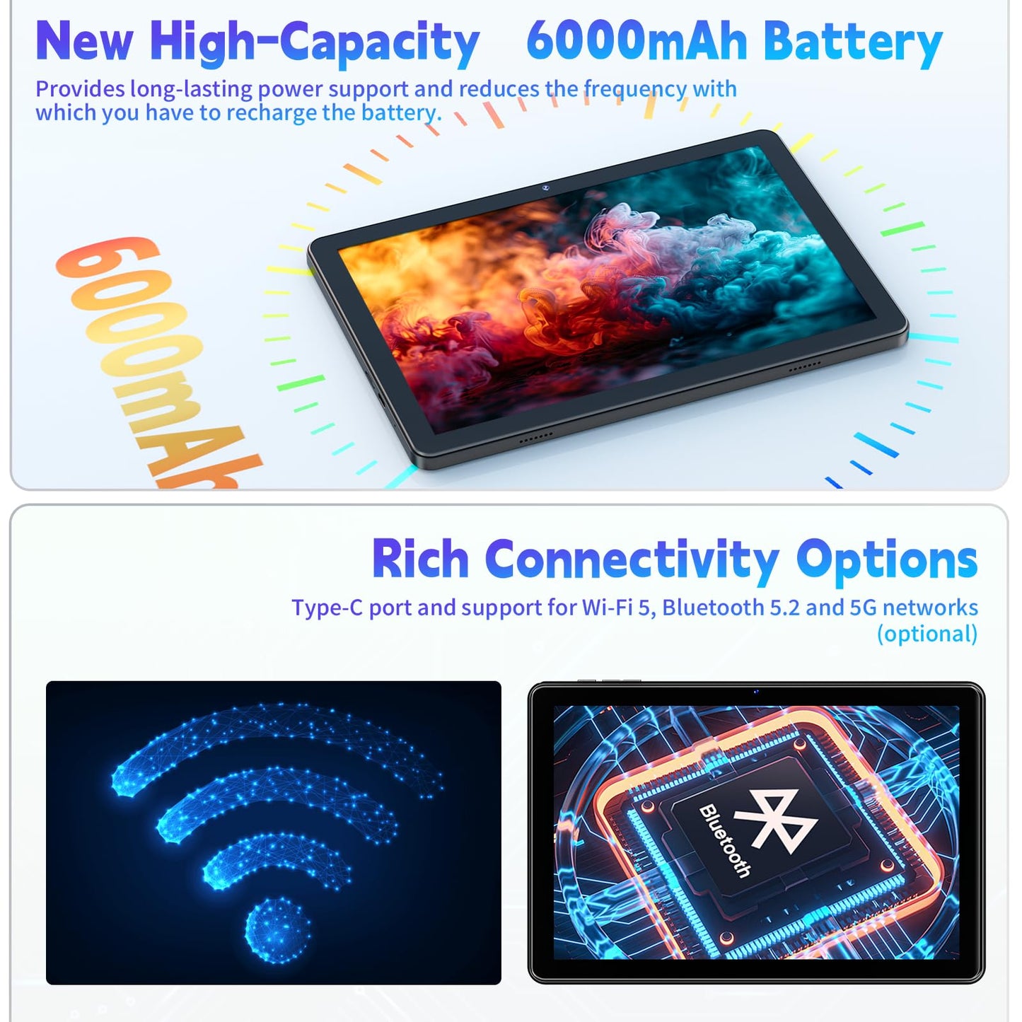 Android 15 Tablet 10 inch,2025 Newest Tablets,18GB RAM 128 ROM,1TB Expandable,Widevine L1 Compatible Octa-Core Tablet with WiFi 5,6000mAh,T310 CPU,Dual Camera(5MP+8MP)