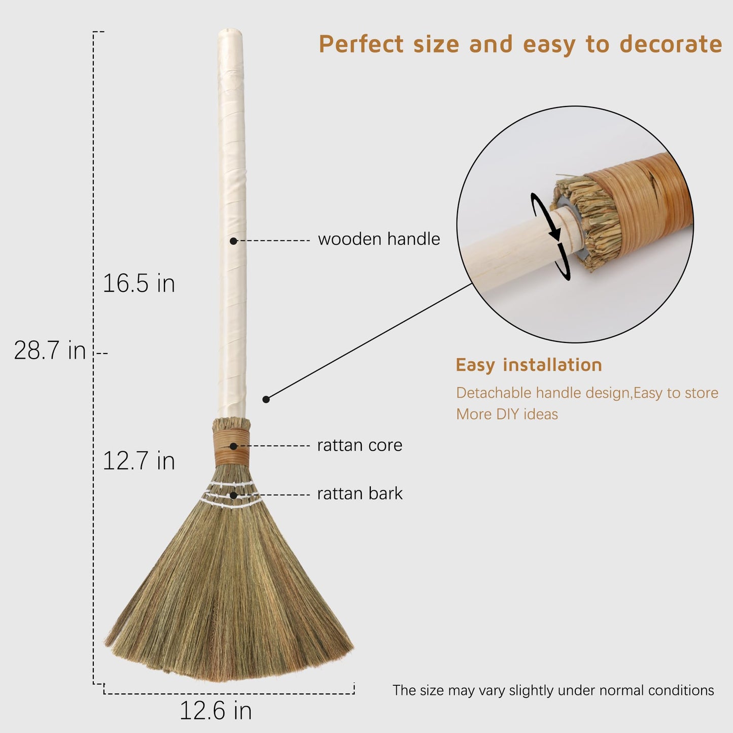 Wedding Broom for Jumping Ceremony, Jumping The Broom for Wedding, Decorative DIY Broomstick, for African American