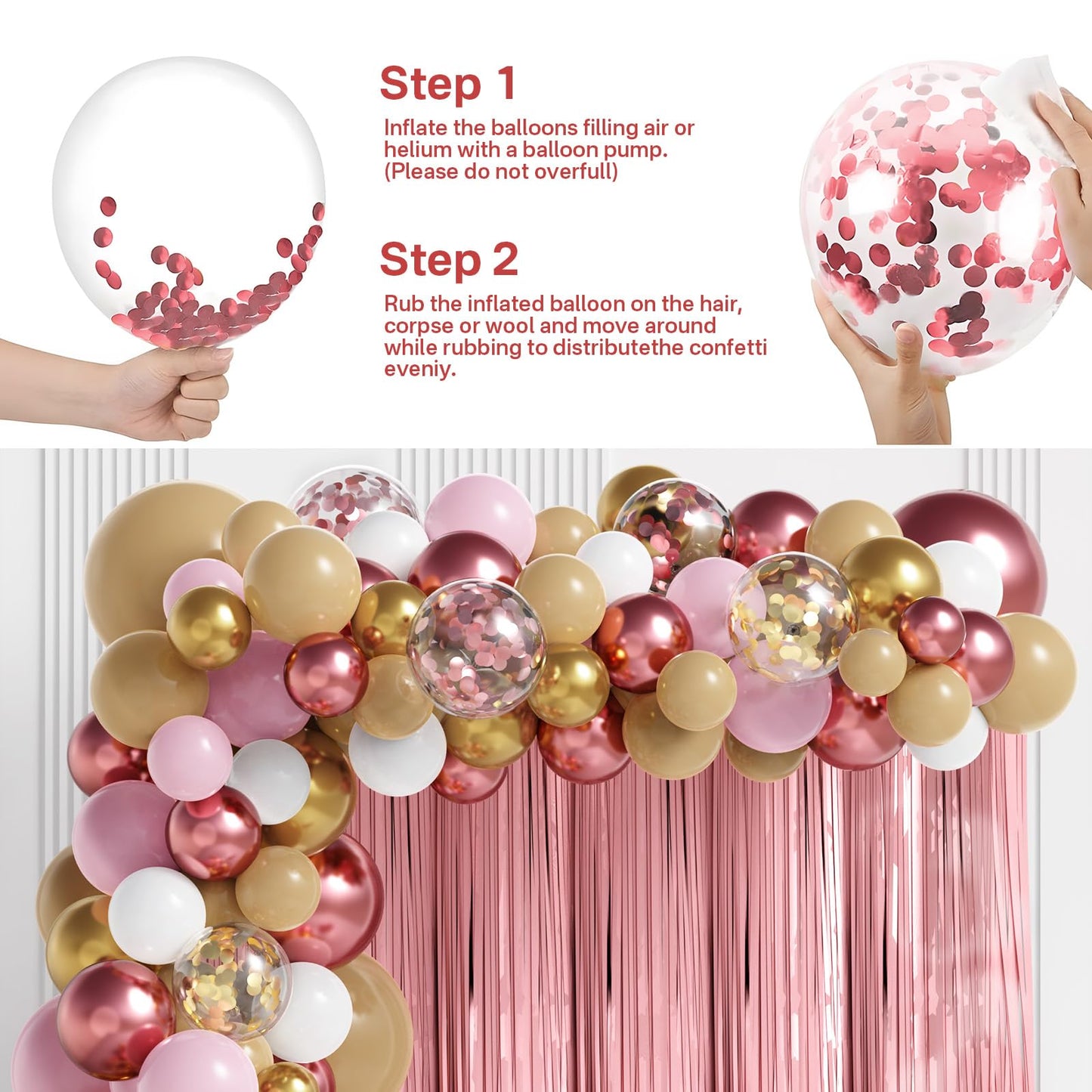 165PCS Rose Pink Baby Shower Party Decorations For Girl- Rose Gold Balloons Boxes with Baby Letters,"baby girl "for Baby Shower, Fringe Curtain Gender Reveal,Birthday Party