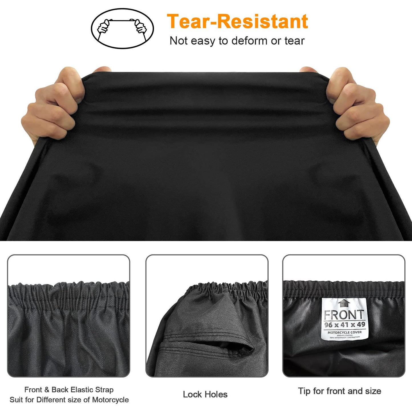 Comnova Motorcycle Cover 104 Inch, 600D Universal Motorcycles Cover Waterproof with Lock-Holes All Season, Large Motorbike Vehicle Scooter Cover for Harley Davidson, Honda, Suzuki, Kawasaki, Yamaha