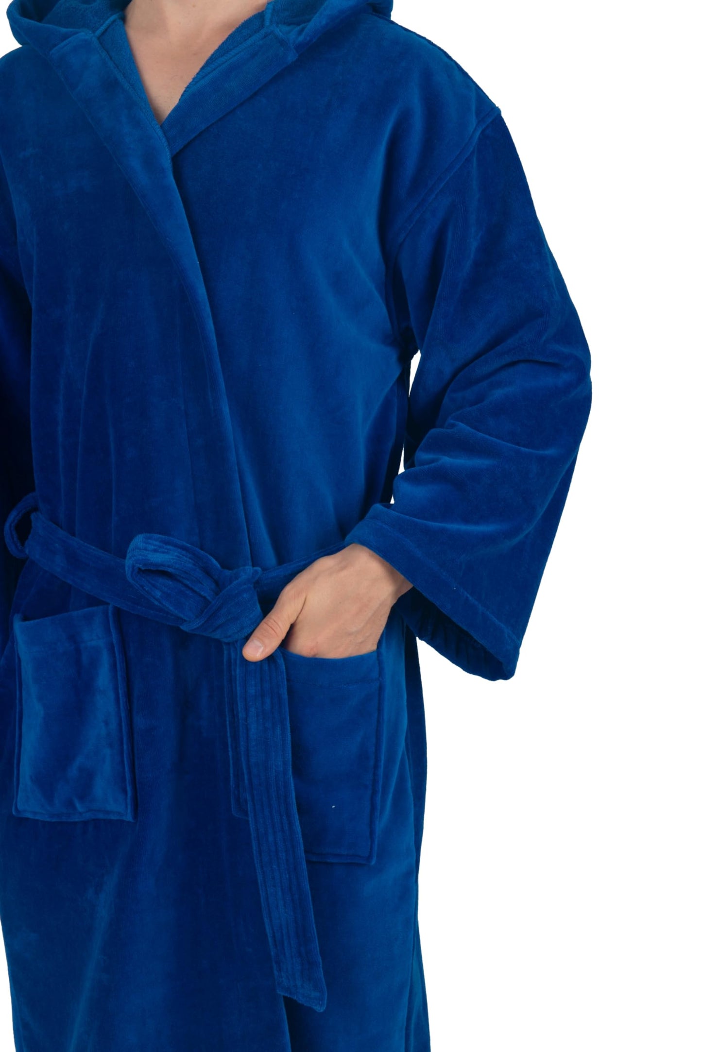 Alpine Swiss Dane Mens Hooded Bathrobe Pure Cotton Terry Cloth Long Robe for Men Super Absorbent Quick Drying Luxury Spa Robe BLU XL/2XL