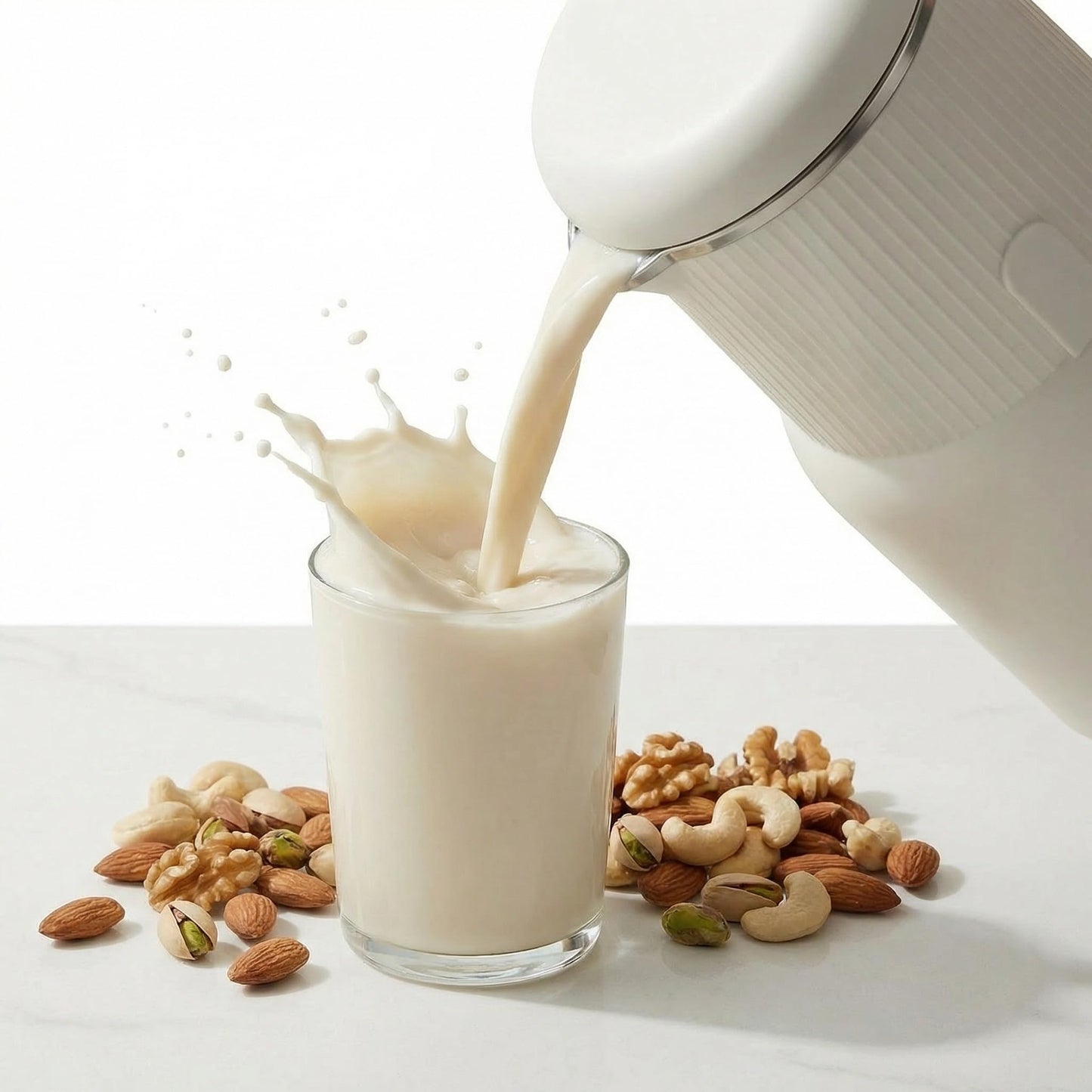 Automatic 6 in 1 Nut Milk Maker Machine 20oz – SUS 304 Stainless Steel Jar, Plant Based Milk for Almond Oat Soy Cashew – BPA Free, Self-Cleaning, Keep Warm, Delay Start, Soups & Juices.