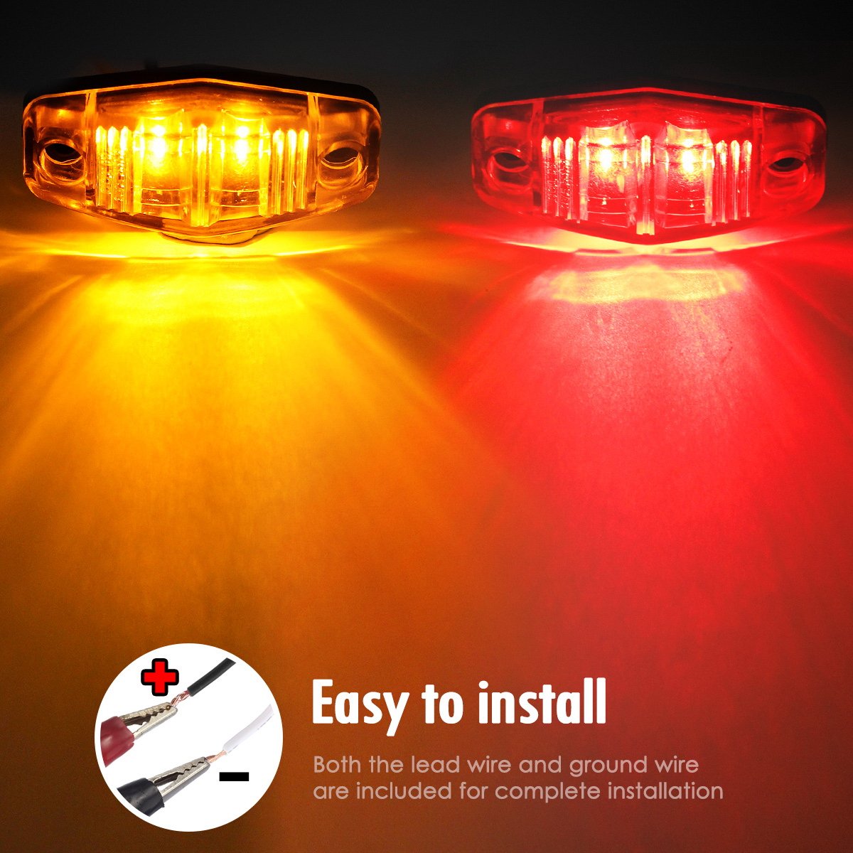 Partsam Submersible Under 80" LED Trailer Light Kit,Square Stop Turn Tail RV Truck Lights w/Wire &Bracket,Red/Amber Side Fender Marker Lamps,3rd Brake ID Light Bar for Camper Truck RV Boat Snowmobile