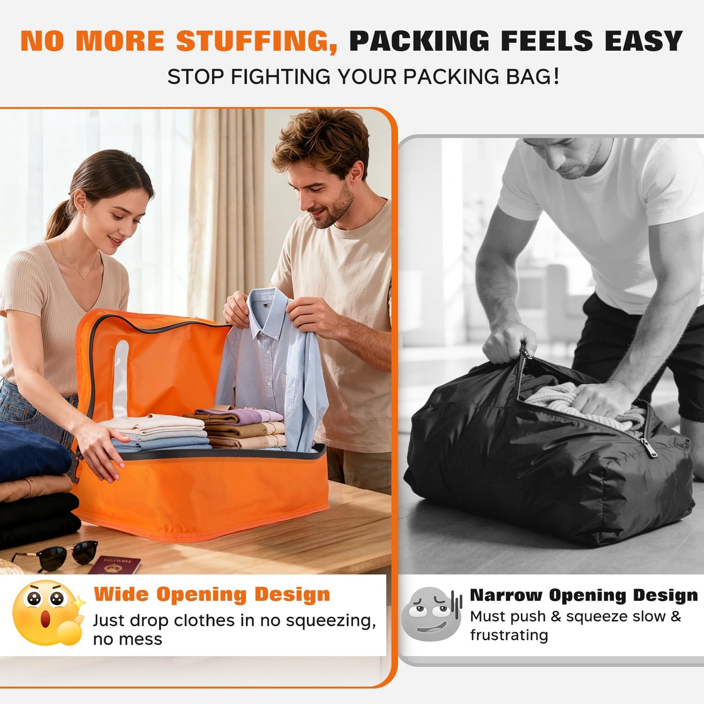 Vacuum Bags for Travel with Wired Pump, Travel Compression Bags for Clothes, 180° Open Zipper, Save 80% Space, IP68 Waterproof Space Saver Bags for Suitcase Backpack Home Storage (2 Pack + Pump)