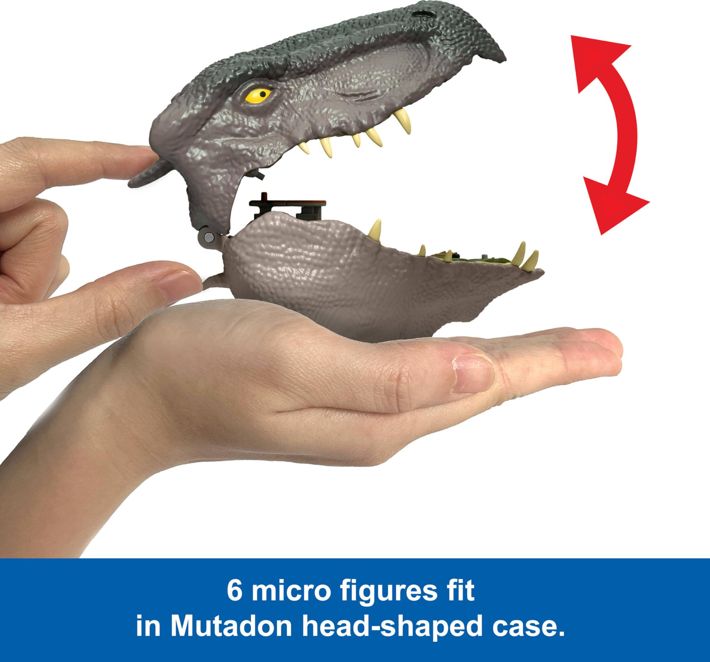 Mattel Jurassic World Rebirth Micro Adventure Playset, Distortus Rex Head Opens to 3 Interactive Features, 6 Small Figures, Dinosaur Toy