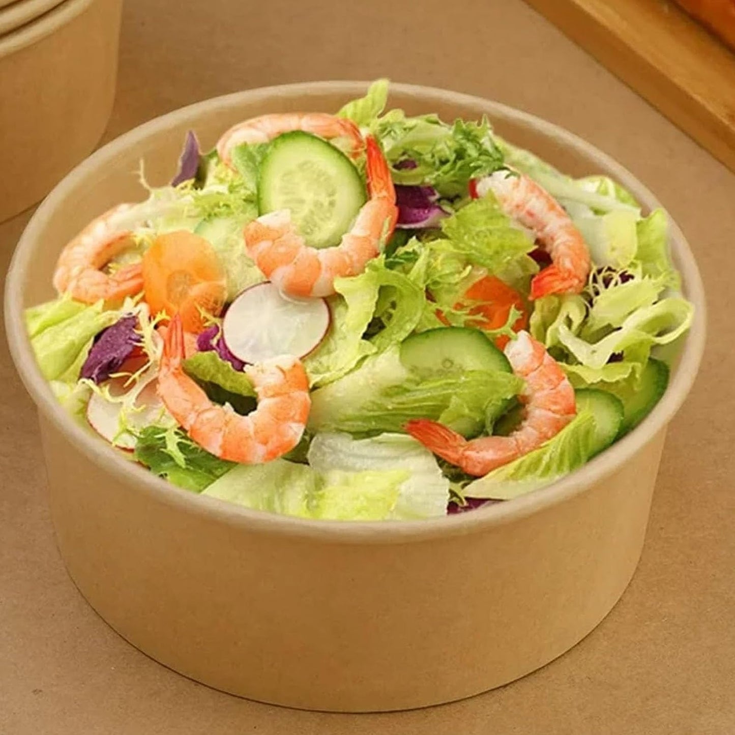 50 Pack Kraft Paper Bowls with Lid | 25 Oz Disposable Soup Salad Serving Bowls to Go Food Container forParty Dessert, Ice Cream, Yogurt, Microwave Freezer Safe